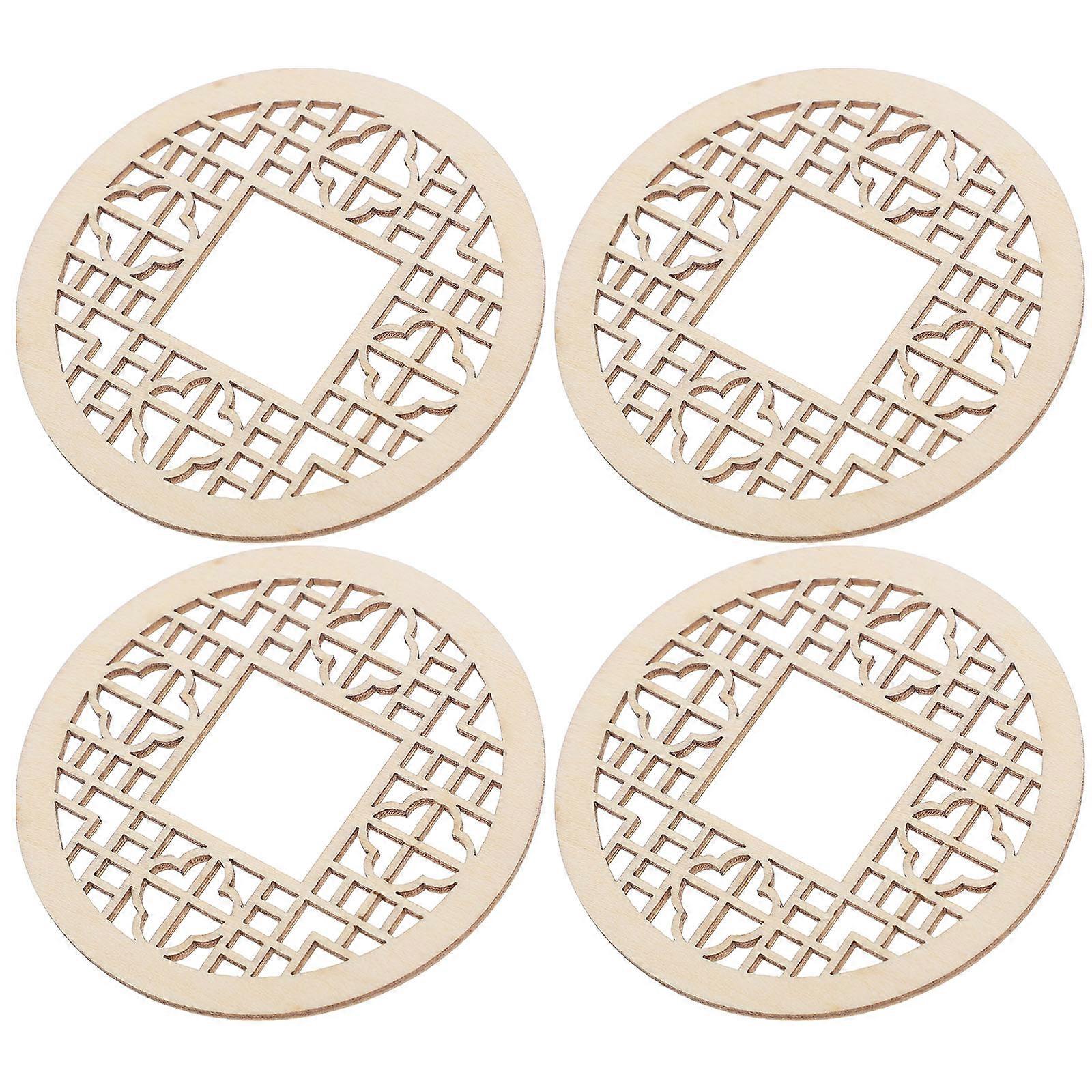 Miniature Window Mini Wooden Window for Decoration 4Pcs with Chinese Style Design