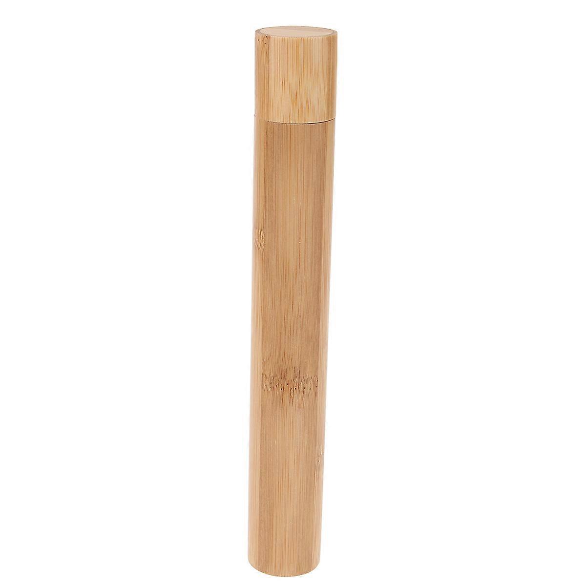 Portable Bamboo Toothbrush Case for Travel with Vintage Design and Finish Fits Normal Toothbrush 4.5 Inches