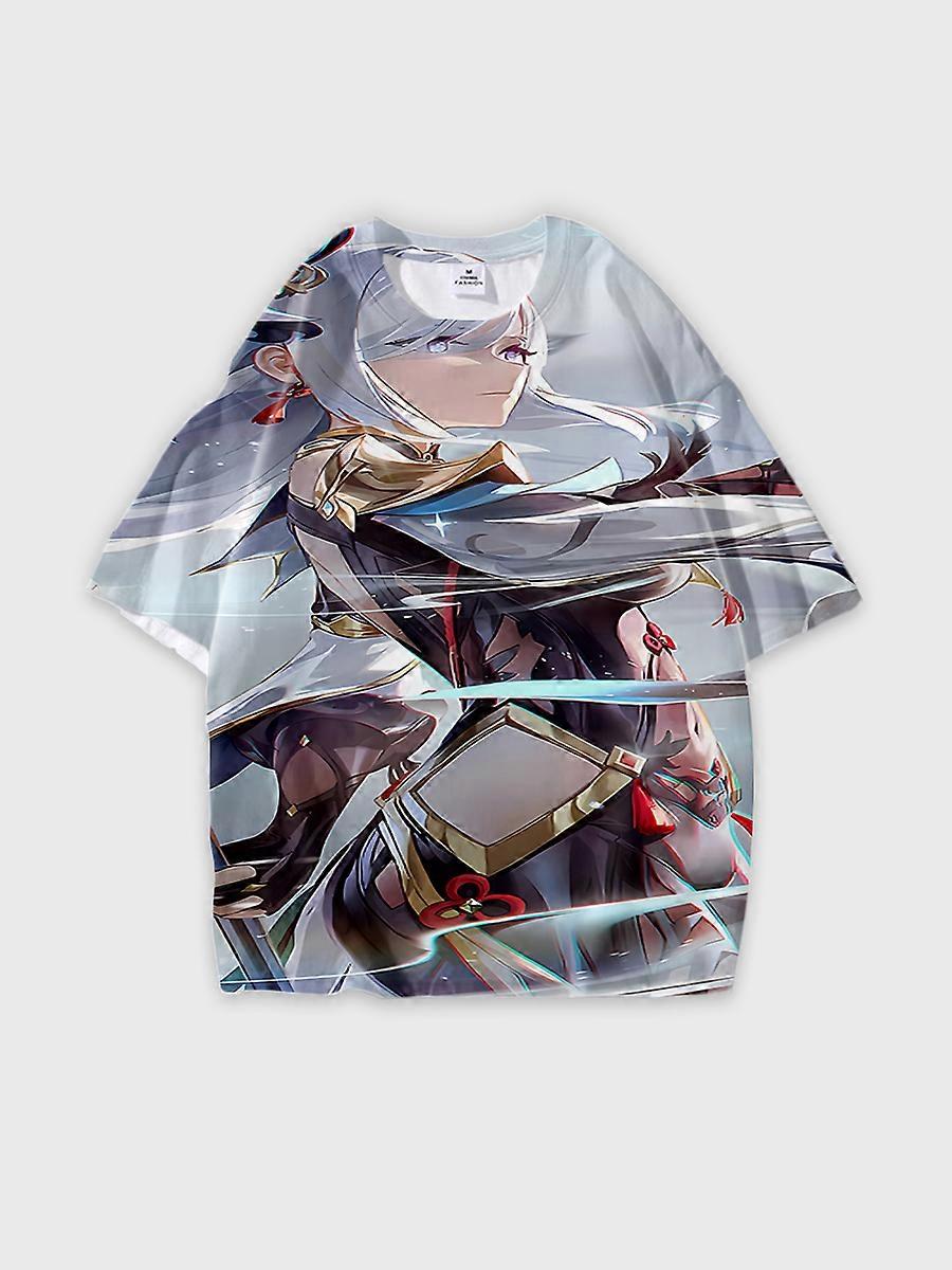 T-shirt round neck Role Pattern loose short sleeve D1110