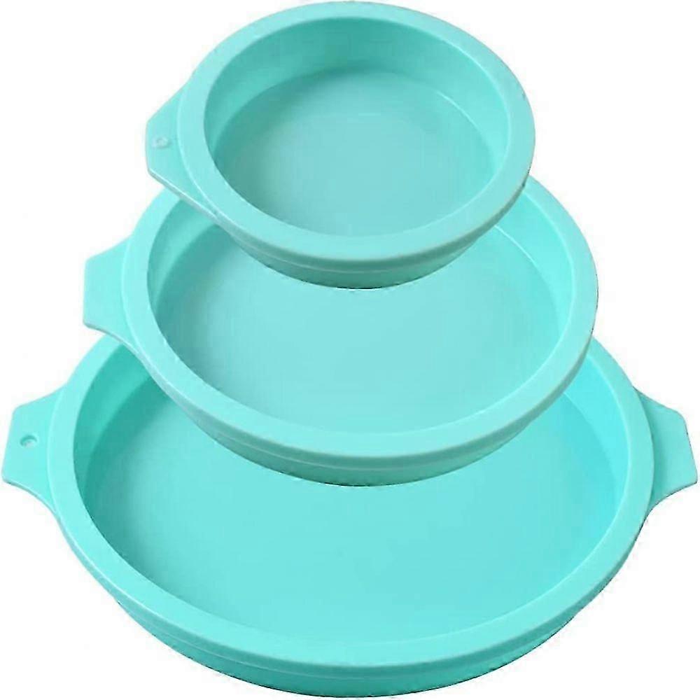 Molde de bolo redondo de silicone, 3 pacotes de disco de silicone como molde para bolos, porta-copos de resina, sabão artesanal - 4 polegadas + 6 polegadas + 8 polegadas