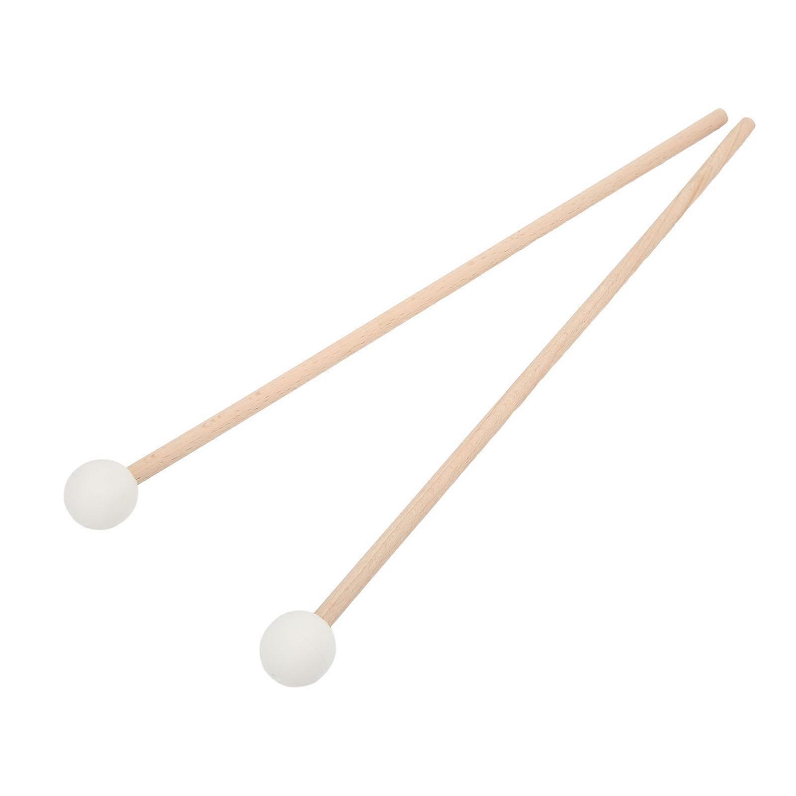 2PCS Wooden Marimba Playing Mallets Silicone Ball Head Maple Handle Percussion Mallets