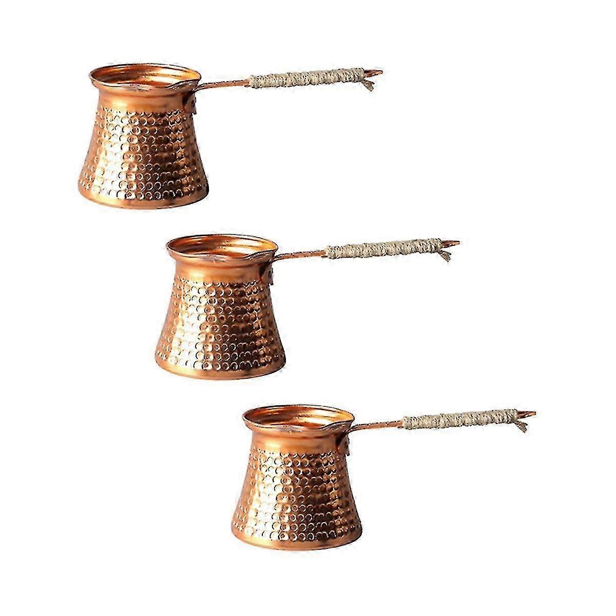 3x Turkish Coffee Pot Coffee Maker Moka Pot 3 Person 200 Ml Copper Handmade High Quality Decorative