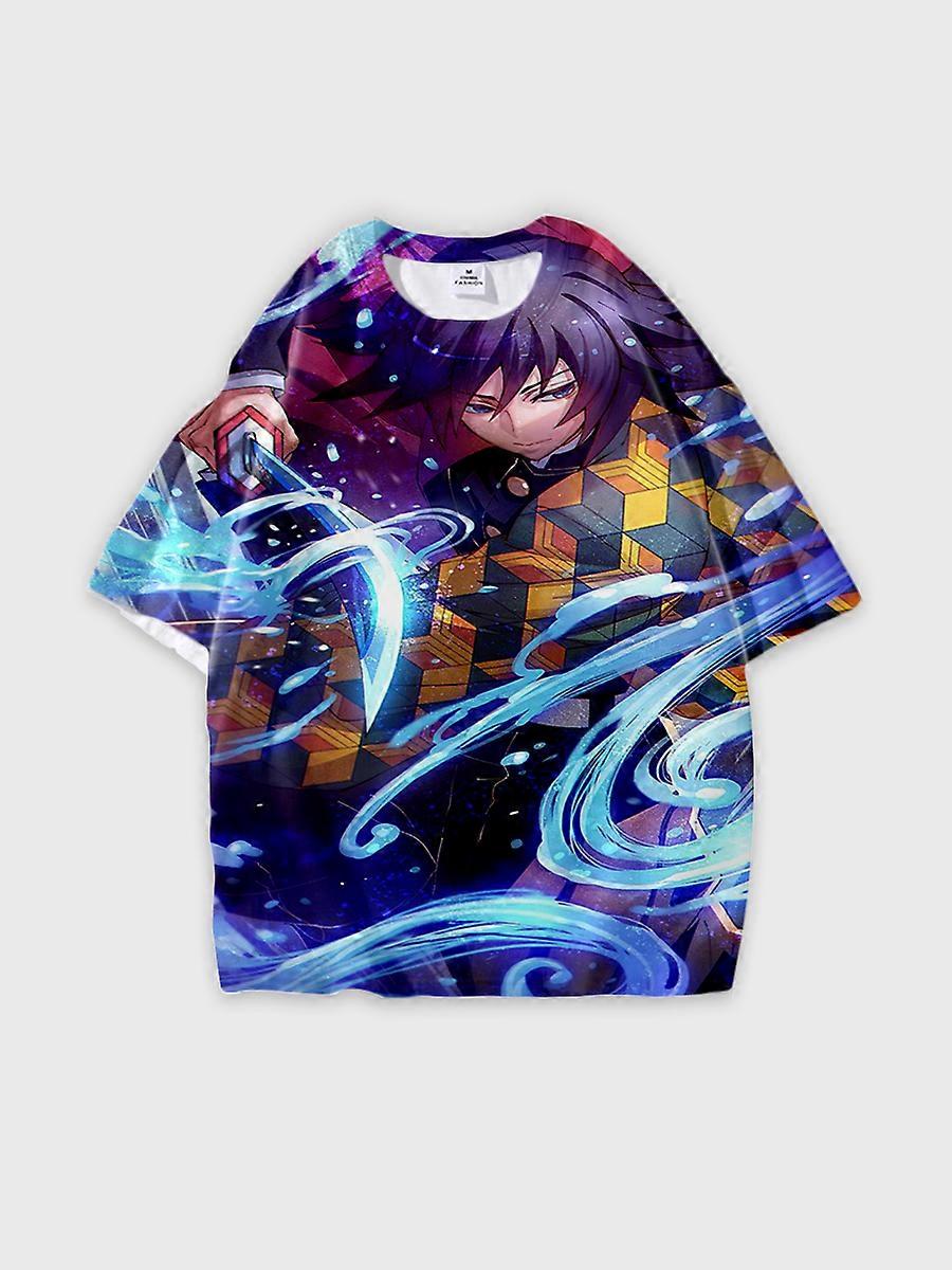 T-shirt round neck Character Pattern loose short sleeve P196