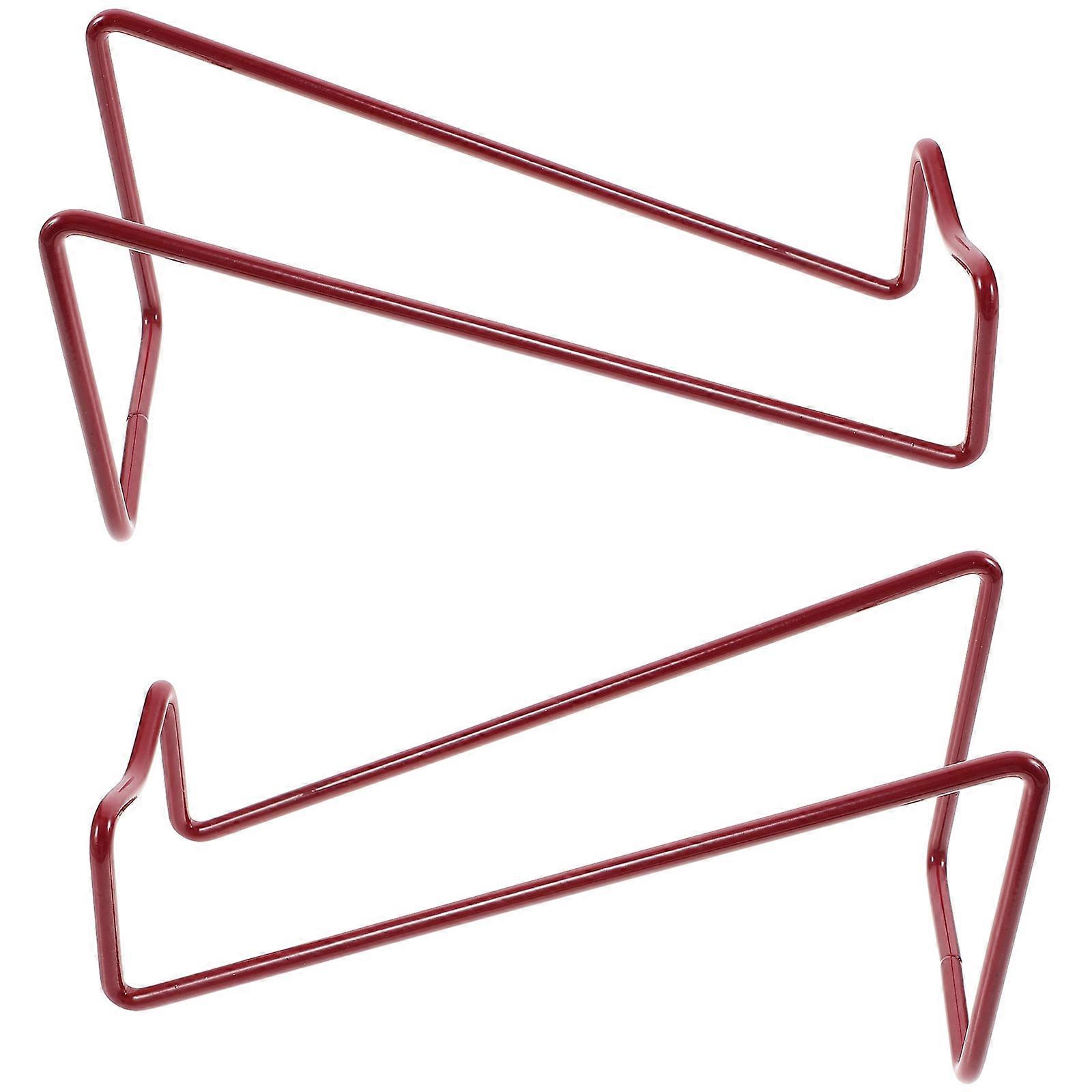 Wine Storage Rack Display Stand For Home Use Featuring Dark Red Color Stylish Iron Design Measuring 19.30X8.00X7.50CM Containing 2Pcs