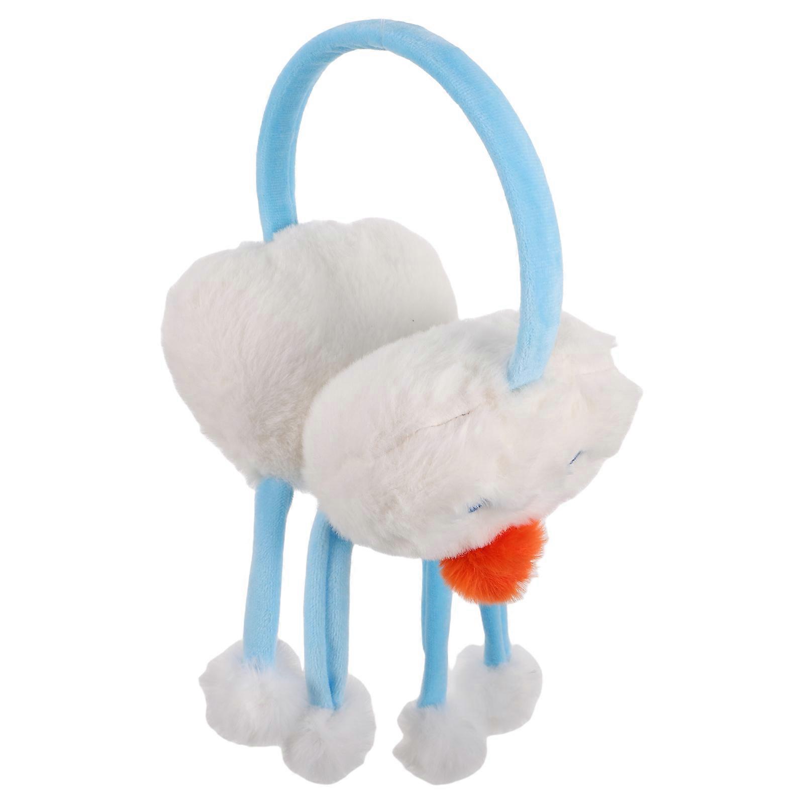 Cute Design Earmuffs Soft Plush Elastic Fit Multi Color Snowman Style Outdoor Cold Weather 1Pack