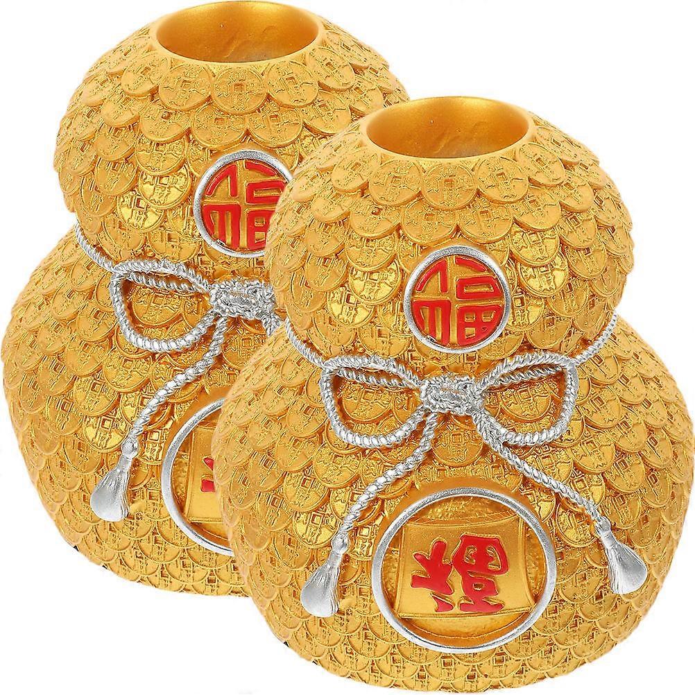 Resin Gourd Craft Chinese Gourd Statue Desktop Decoration Assorted Color 12*12*12.5cm 2Pcs