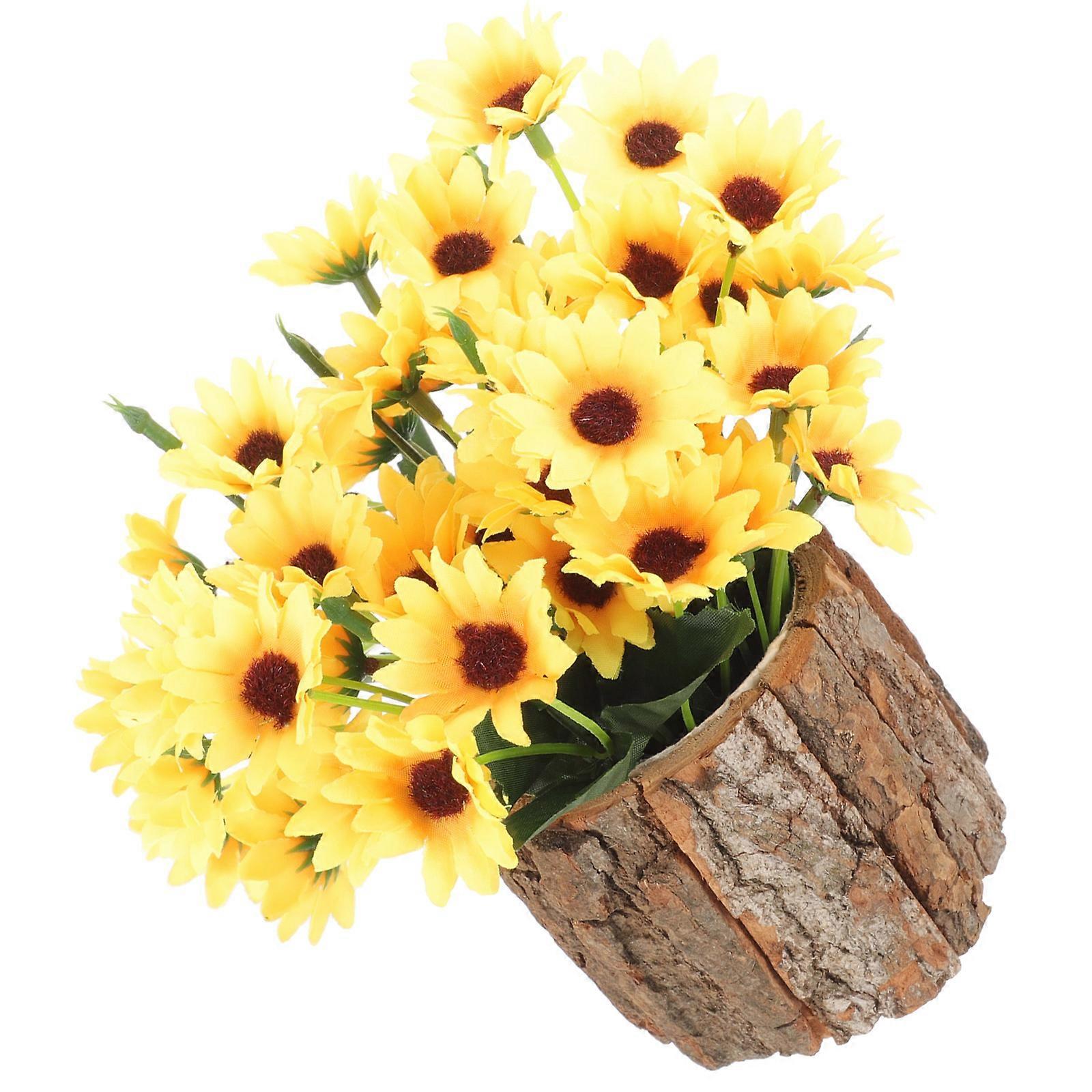 Rustic Yellow Wood Log Plant Container for Succulents and Small Plants Ideal for Indoor Outdoor Use 5.5 Inch