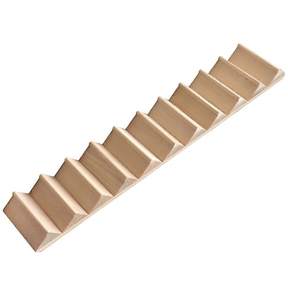 Light Yellow Mini Wooden Staircase for DIY Playhouse Furniture and Desktop Ornament 3.5 x 2.5 inches