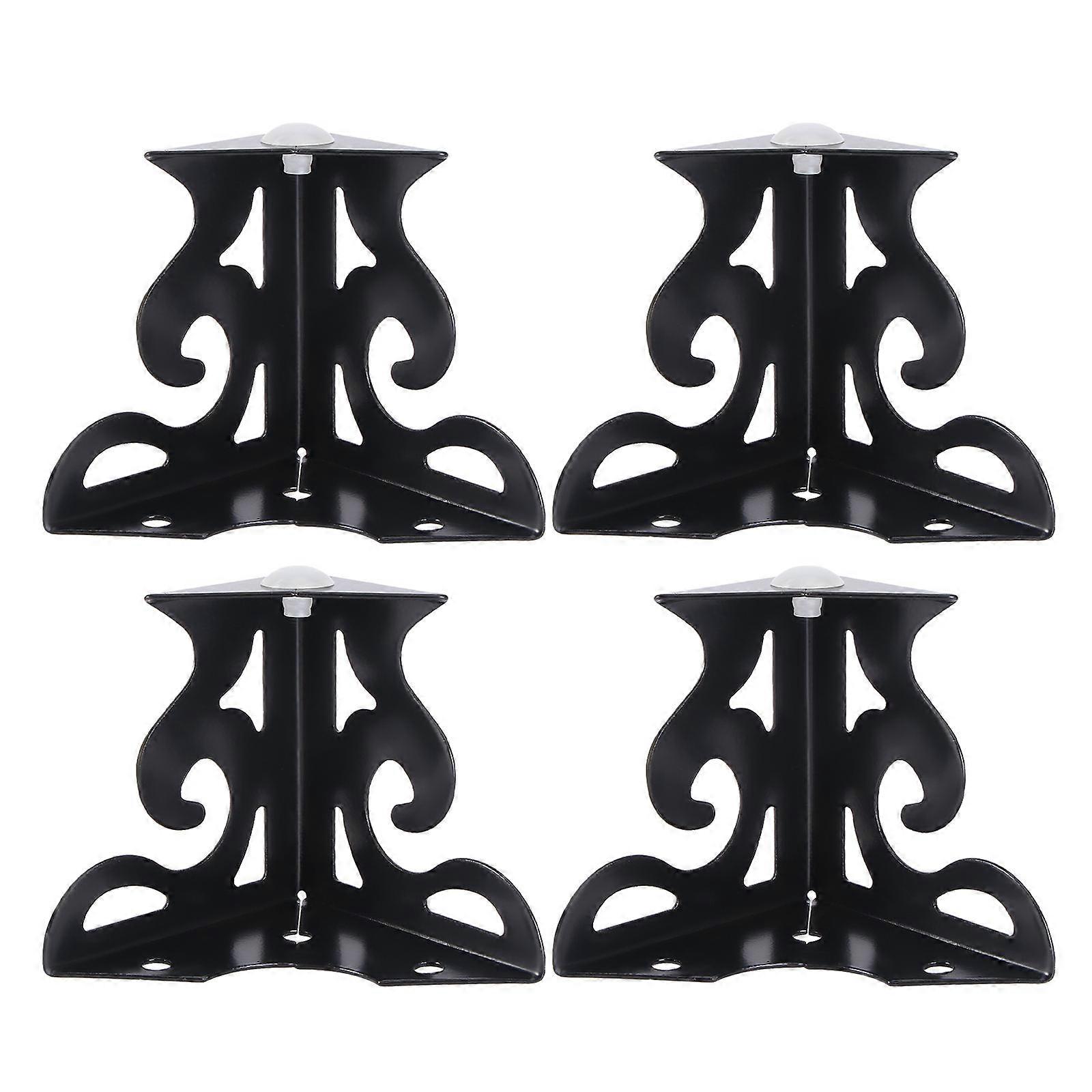 4pcs European Style Hollow Out Furniture Legs Black Patterned Support Feet for Tea Table Sofa Cabinet Durable Creative Bottom Riser