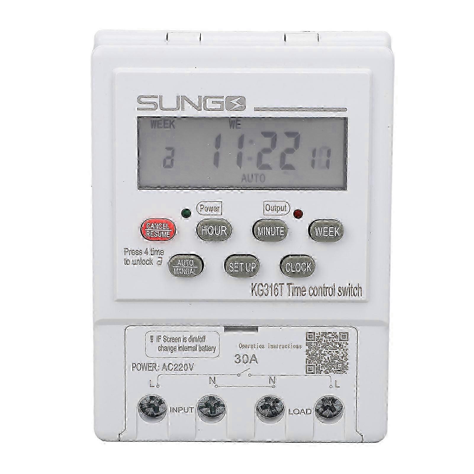 Time Control Switch Microcomputer 7 Day Programmable Automatic Digital Timer 220V 30A 1 Min168 Hours for Home Appliance
