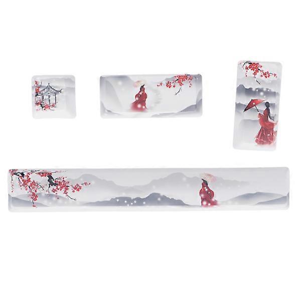 Keycap 4 keys Ice Capped Mountain Snow Girl pattern Space ESC Enter Numpad Enter DIY Keycaps