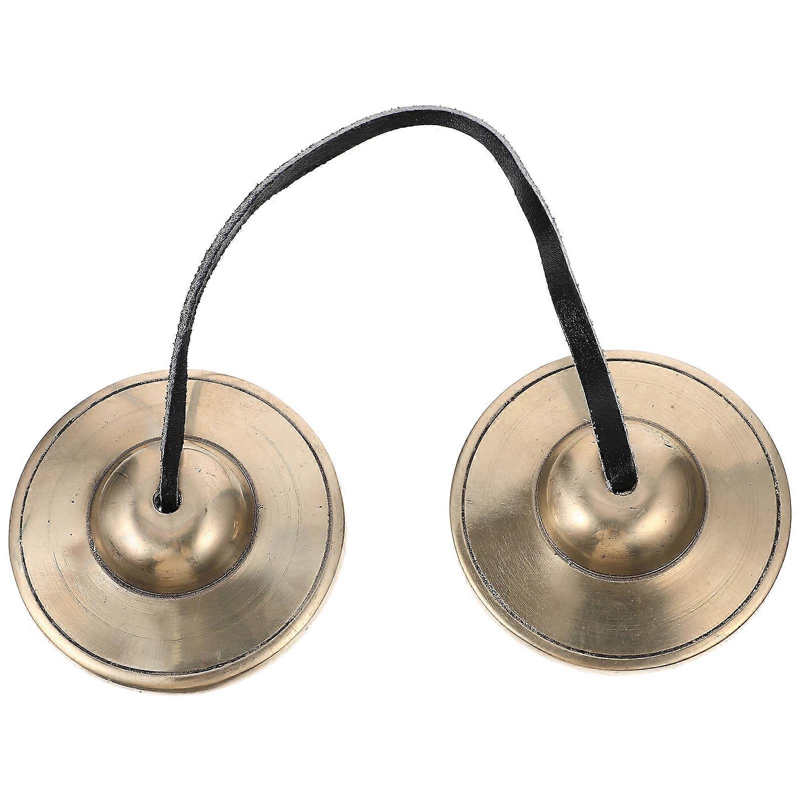 Percussion Instrument Cymbals Bell Sound Therapy Mindfulness Solid Brass Hand Bell 1Set