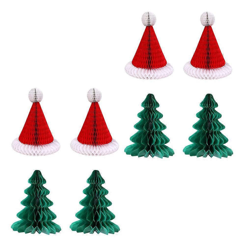 Honeycomb Hanging Decors for Christmas Party Assorted Color Paper Xmas Tree and Hat Shapes