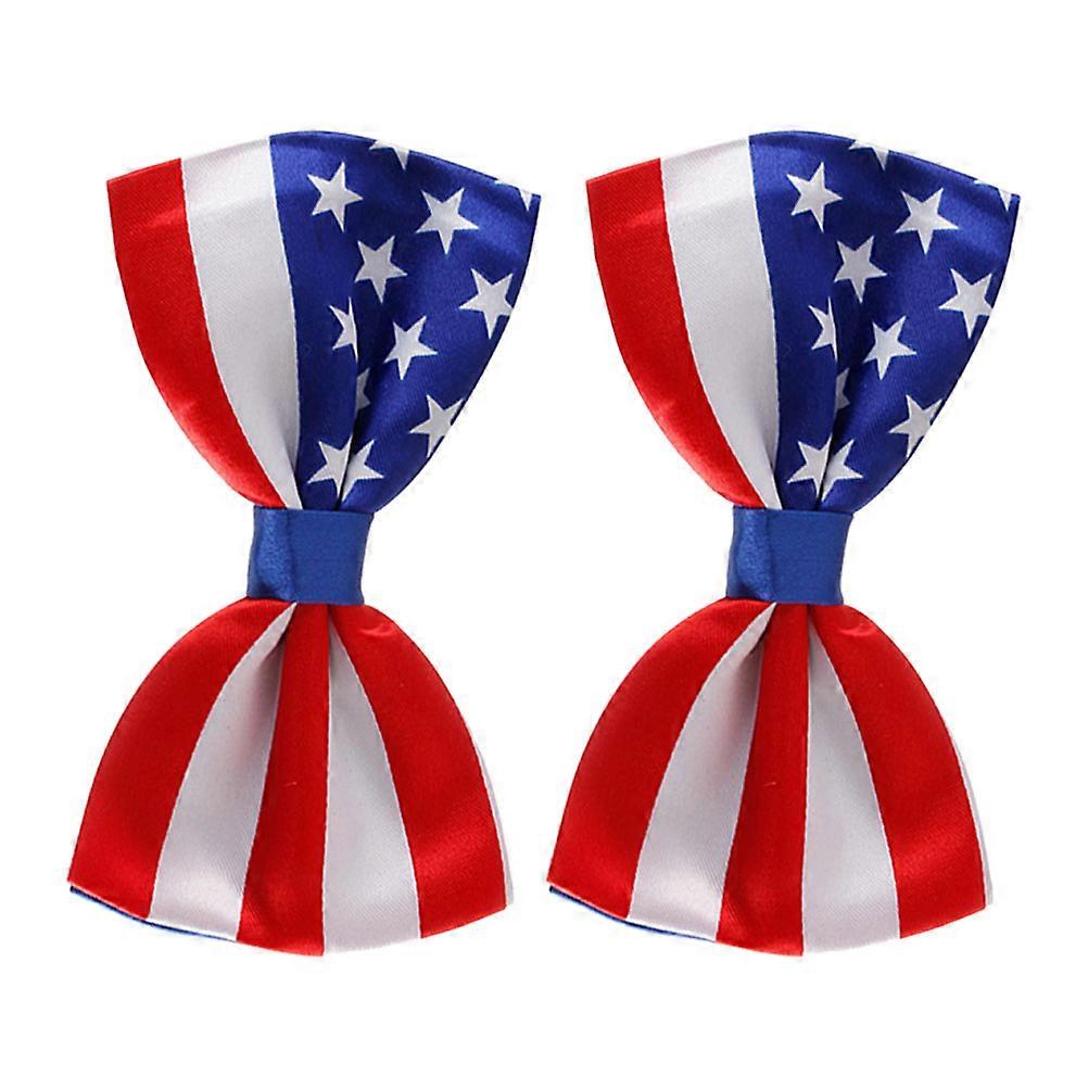 American Flag Bow Tie Accessory 2Pcs for Gentlemen in Classic Fashion Multi Polyester Enhances Visual Appeal Decorative