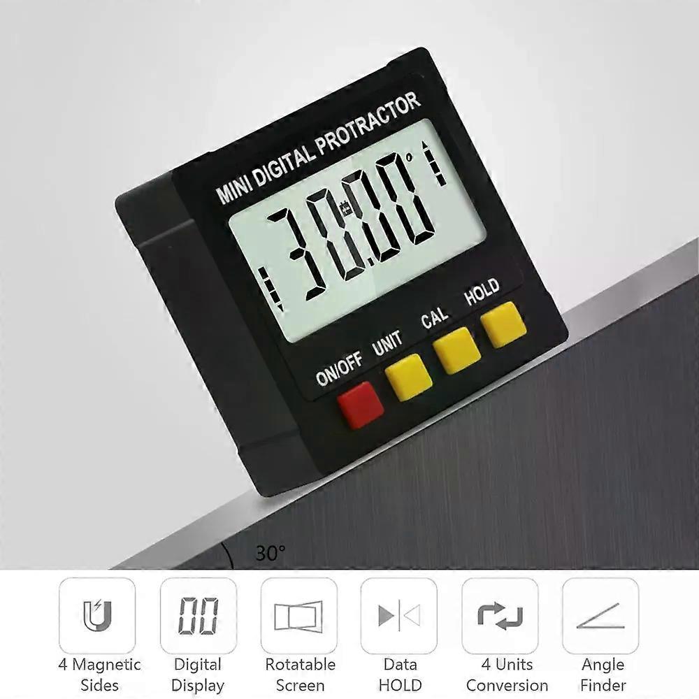 Digital Inclination Gauge Angle Finder Protractor Inclinometer Level Box with Magnet Rotatable Backlit Display Date Hold