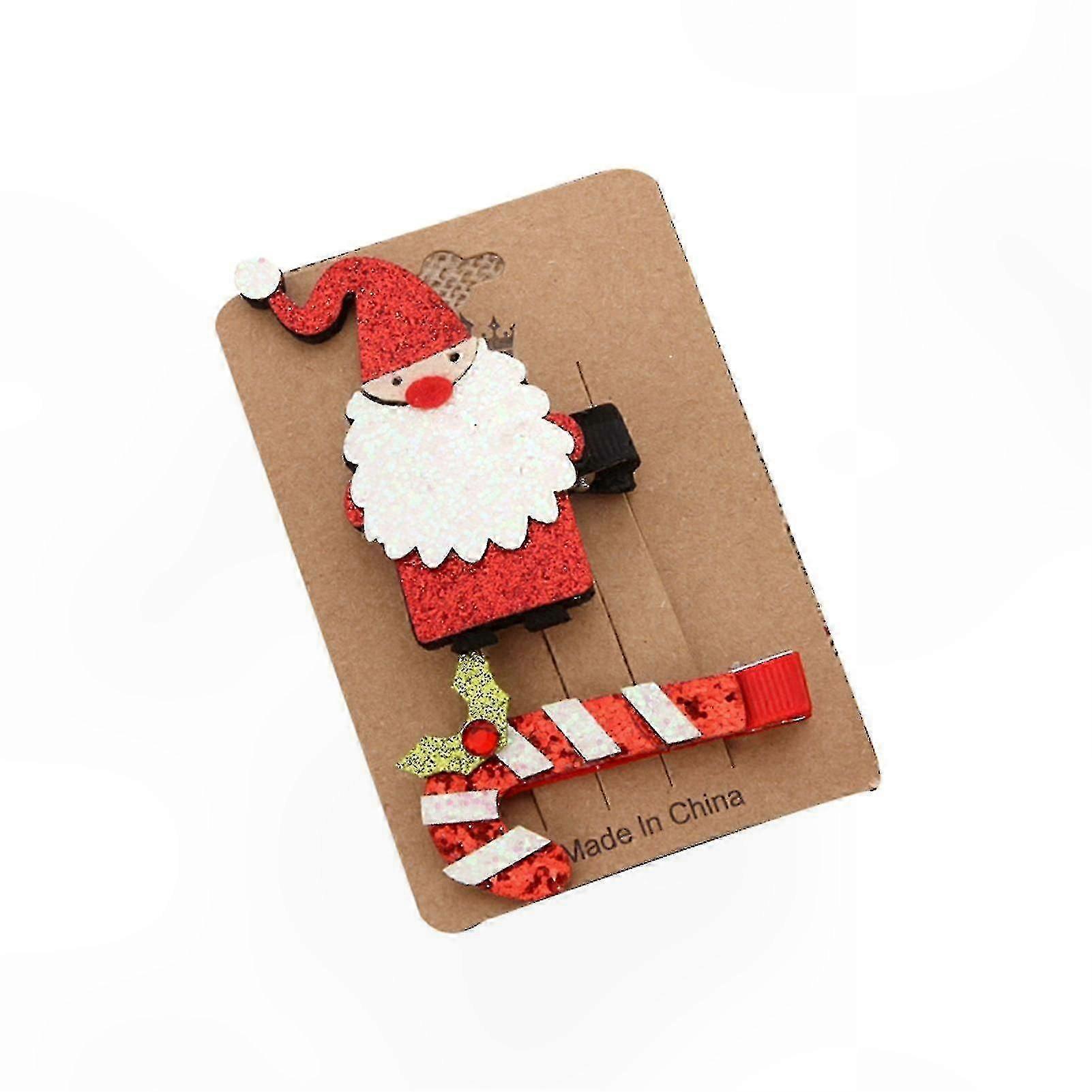 节日发夹套装，带有圣诞树、圣诞老人和鹿设计，适合节日礼物