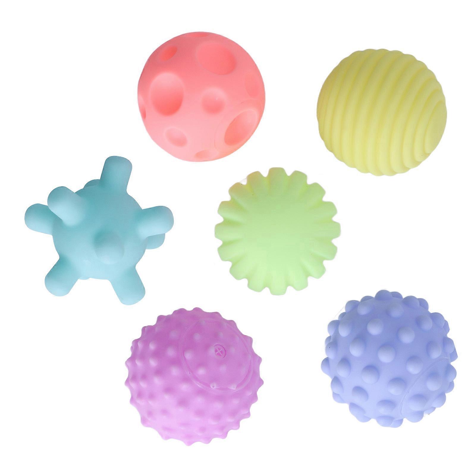 6pcs Baby Textured Ball Set Infant Funny Soft Elastic Multicolor Squeezing Sensory Ball Toy for Home Warm Color