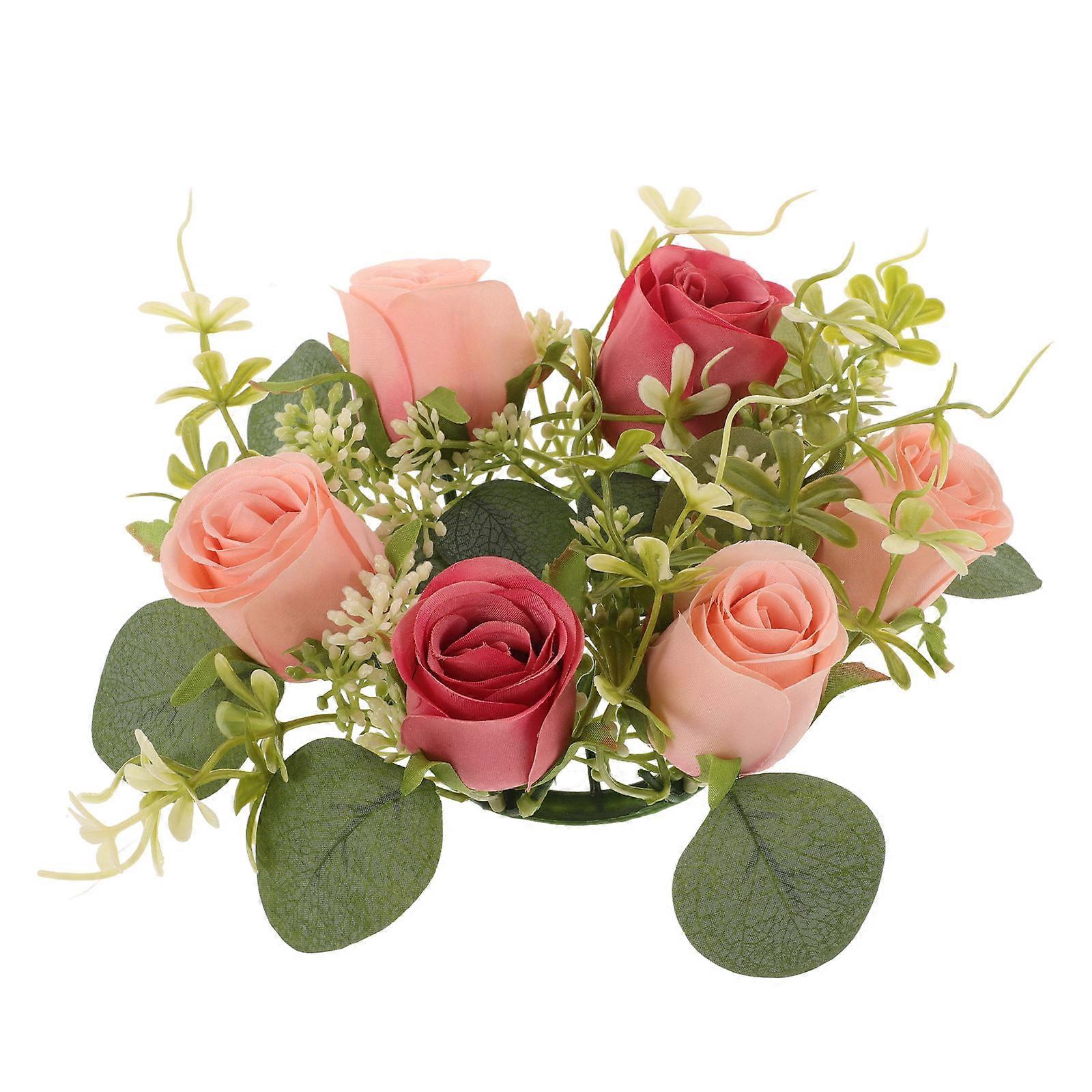 Elegant Artificial Flower Candle Wreath for Weddings, Parties, and Home – Compact Table Centerpiece with Detailed Design