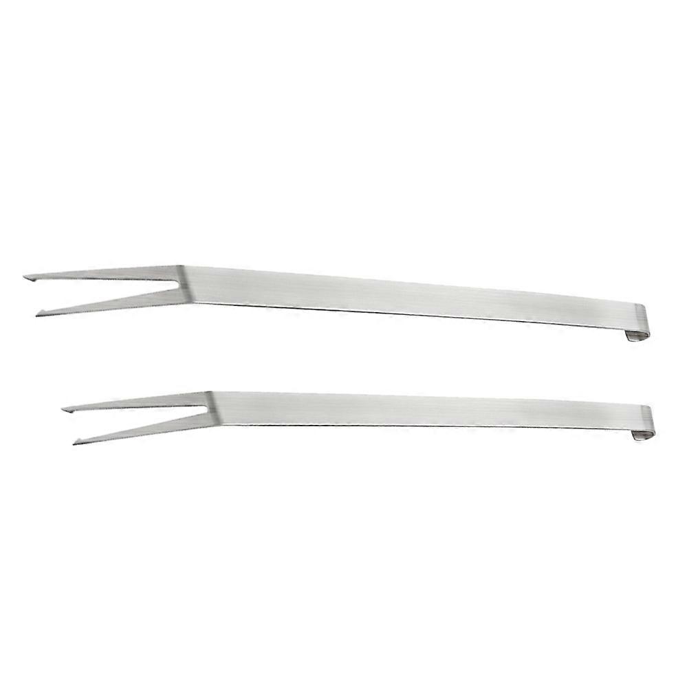 Stainless Steel Forks 2Pcs Barbecue Tools for Home Use Catering 34x1.6cm Features Safe Handling and Elegant Design