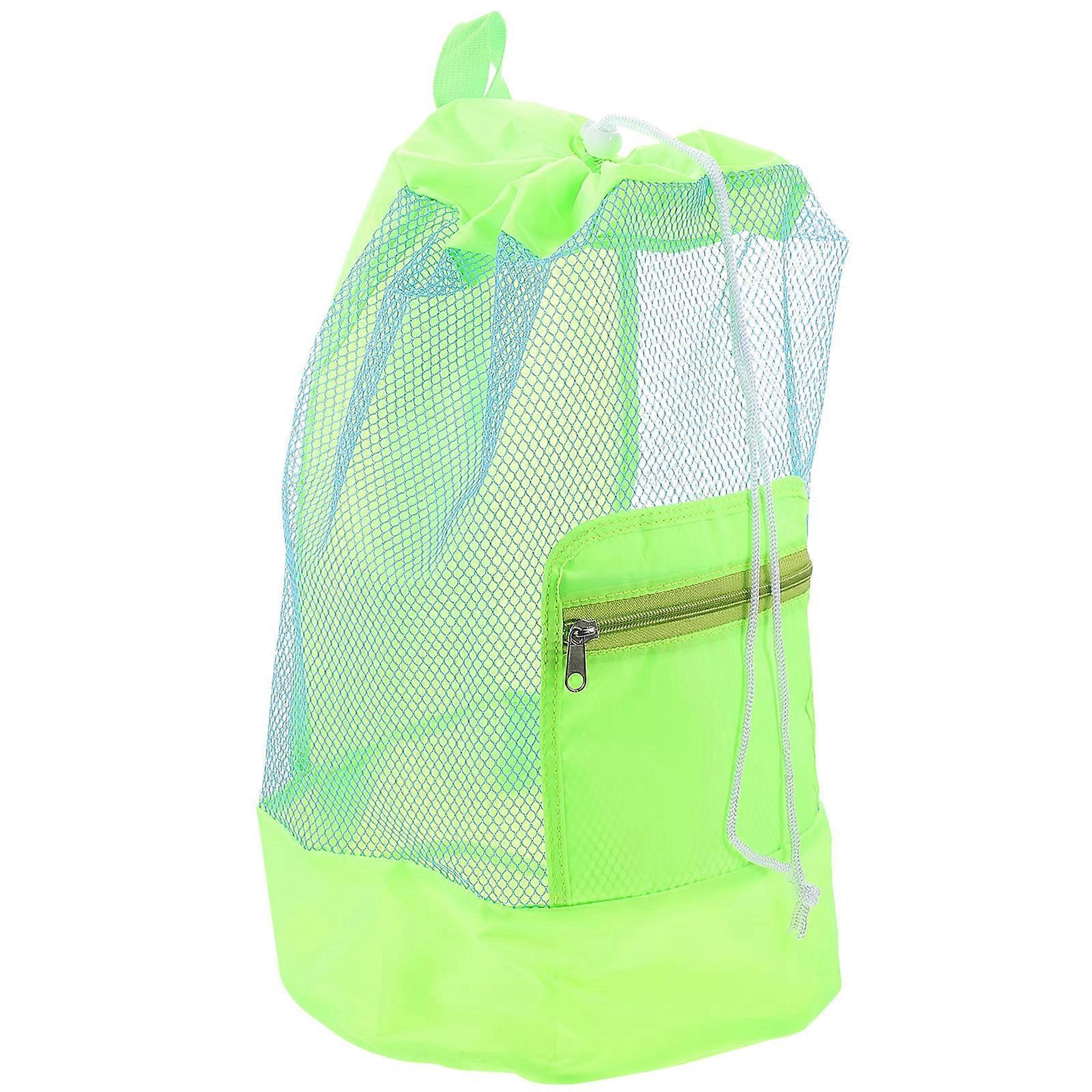 Blue Mesh Beach Toy Storage Bag for Kids with Large Diameter and Nylon Material Lightweight Portable
