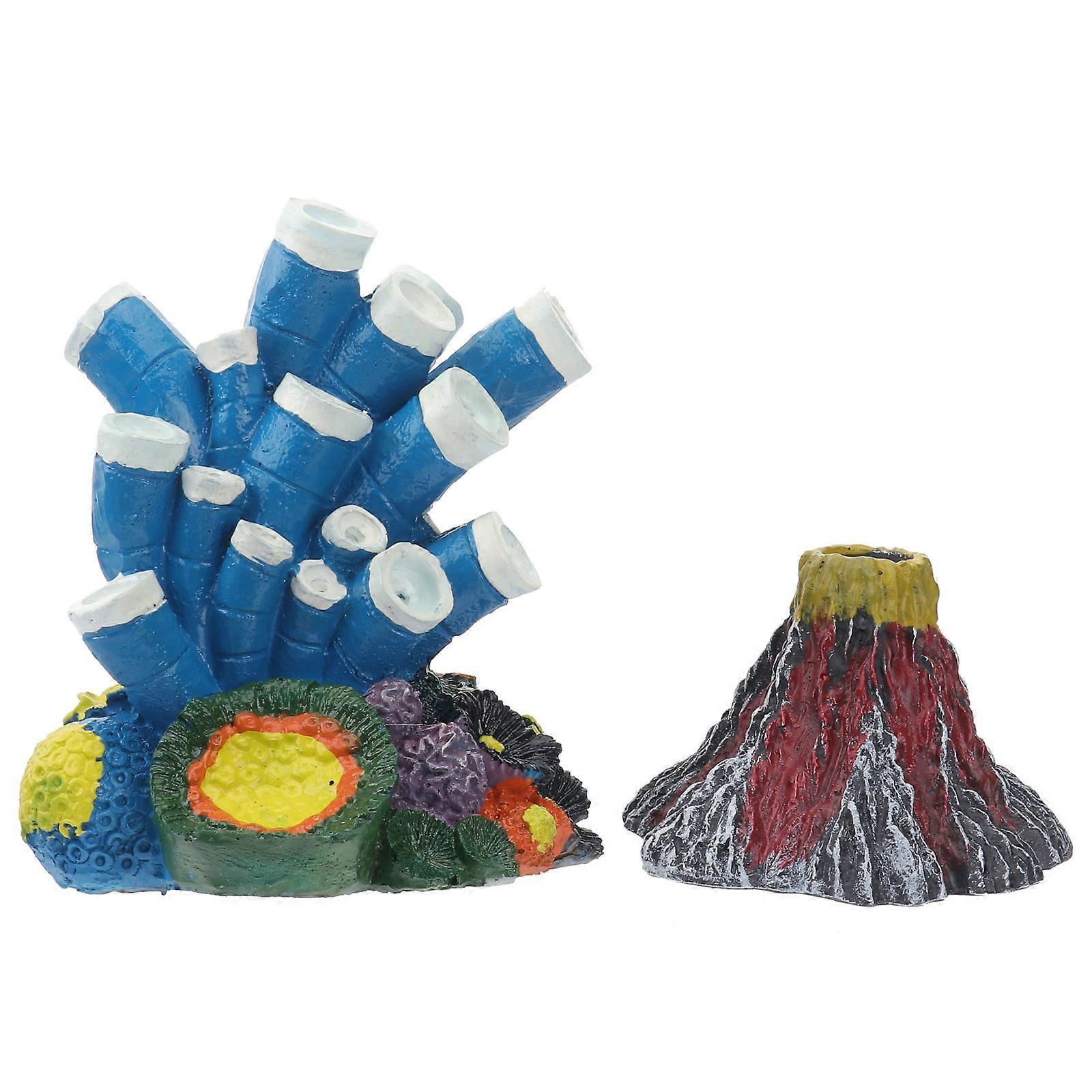 Artificial Coral Volcano Bubble Diffuser 2PCS For Aquariums Fresh And Salt Water Oxygenation Pump Beautiful Design