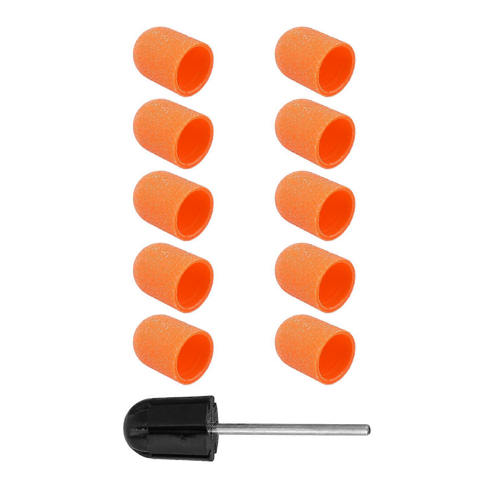 Nail Art Sand Cap Set 10Pcs Manicure Tool For Women And Manicurists 2X1.5Cm Orange Wear-Resistant