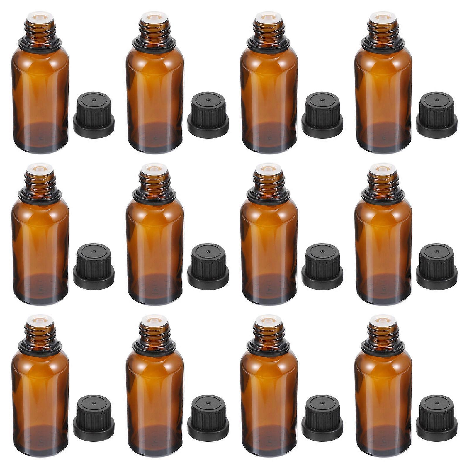 Coffee Color 12Pcs Leak-Proof Glass Essential Oil Bottles For General Users Travel And Everyday Use 6.2x2.5cm Shape