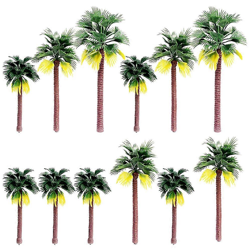 12pcs Miniature Palm Trees for Crafts, Realistic Artificial Plants for Micro Landscape Sandbox Decor, Lightweight Sturdy Faux Trees for DIY Projects