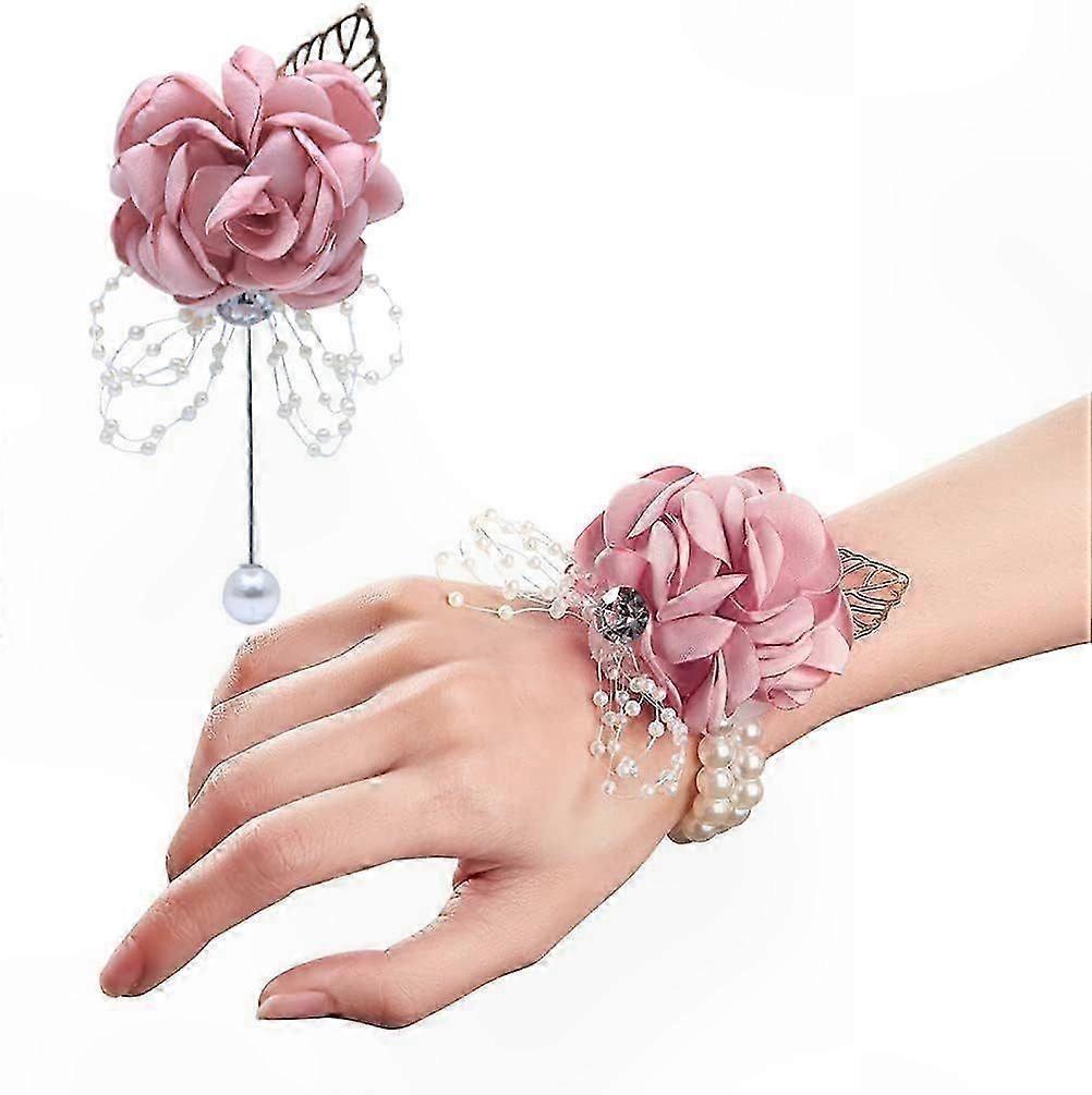Elegant Corsage Set with Wrist Flower for Special Occasions and Events
