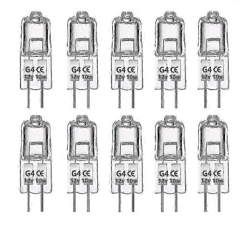 10Pack G4 ハロゲン電球 10W 12V 調光可能 2 ピンランプ電球、温白色クリアカプセル 2 ピンベース、照明用