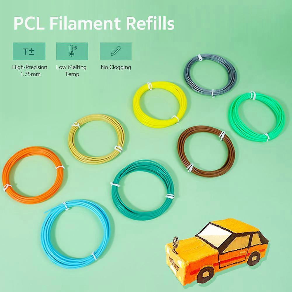 3D Printing Pen PCL Filament Refills High-Precision 1.75mm Diameter Low Melting Temp No Clogging 10 Pcs/Pack Random Colors