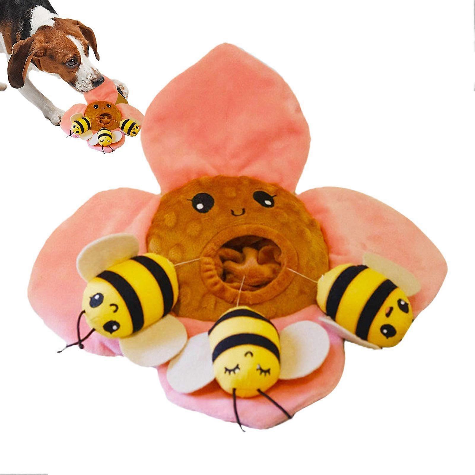 Gnrique Interactive Plush Dog Toy, Dog Toy  Squeaky Crinkle Chew Toys, Funny Interactive Plush Dog Puzzle Toys for Large Medium Dogs Bee Model