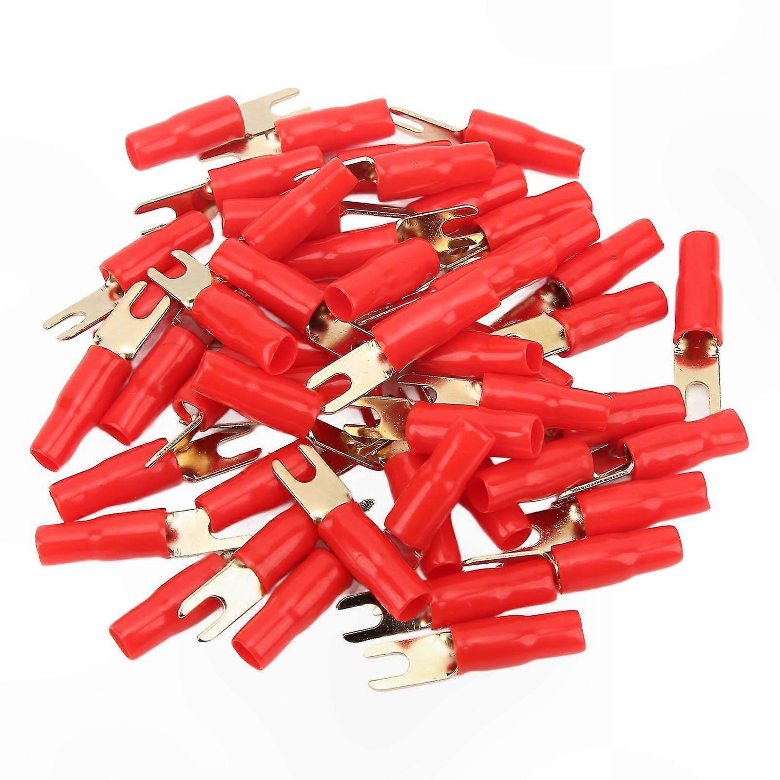 50 Pack 8 Gauge Fork Spade Terminals, U-Type Wire Connectors for Electrical Applications in Auto, Home, and Industrial Use