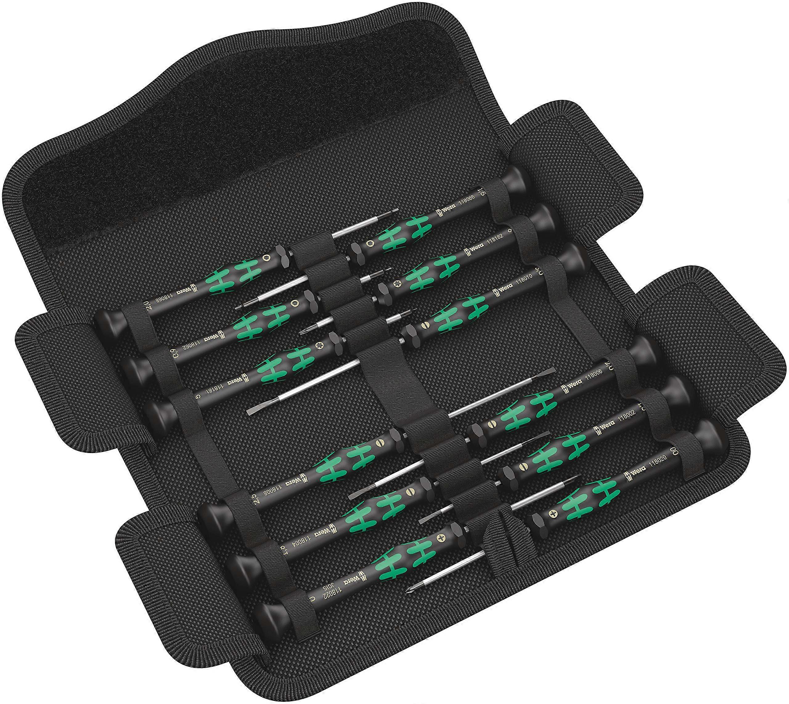 73675 Kraftform Micro Precision Screwdriver Set, Black/Green, 12 Pieces
