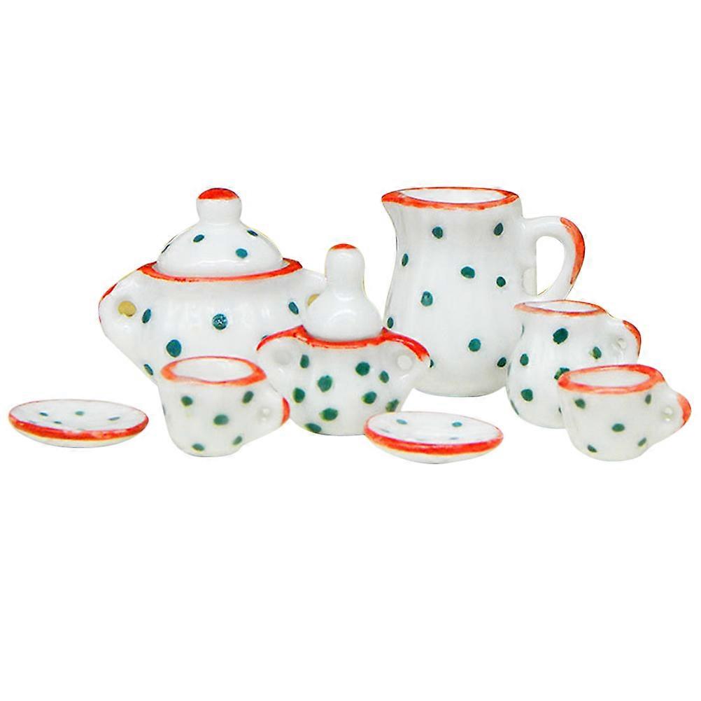Miniature Tea Set Simulation Pot for Mini House Room Decorative Ceramic Red 1 Set
