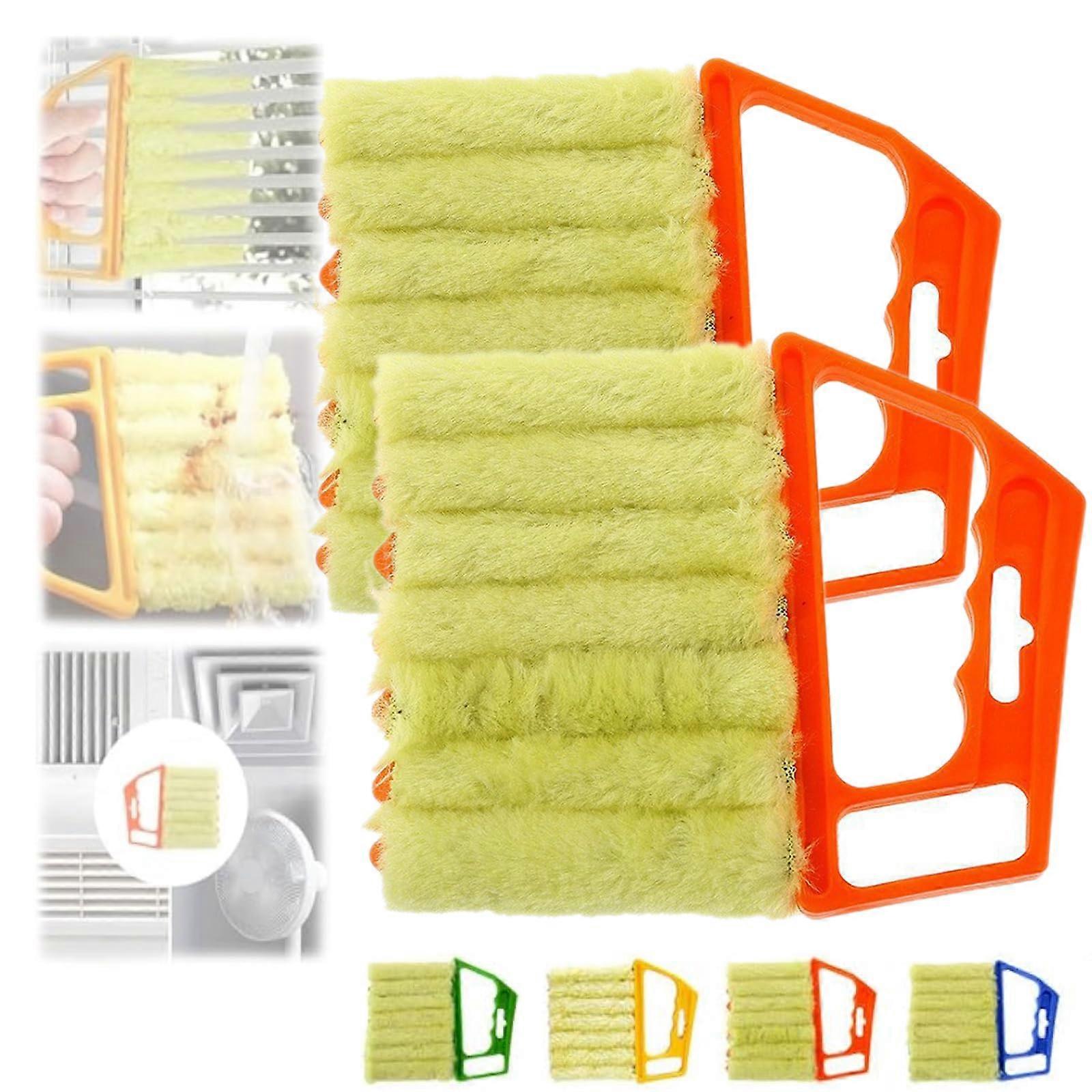 All-Purpose Washable Cleaning Brush for Mini Blinds - Microfiber Window Blind Duster Tool, 7 Finger Design, Orange