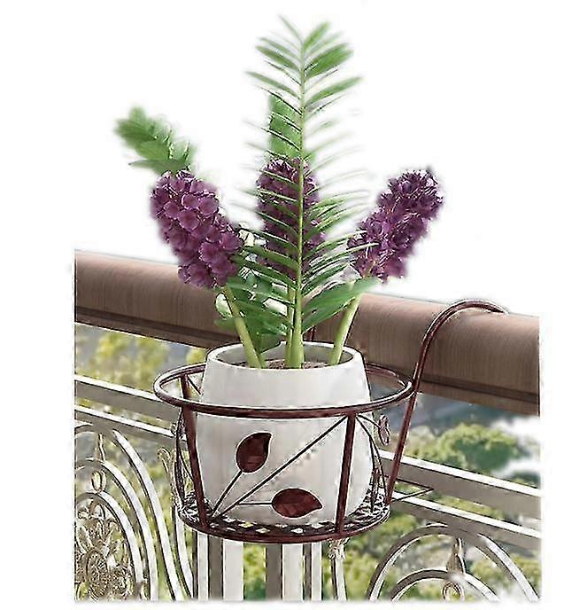 Hanging Railing Planter Iron Art Hanging Baskets Flower Pot Holder ...