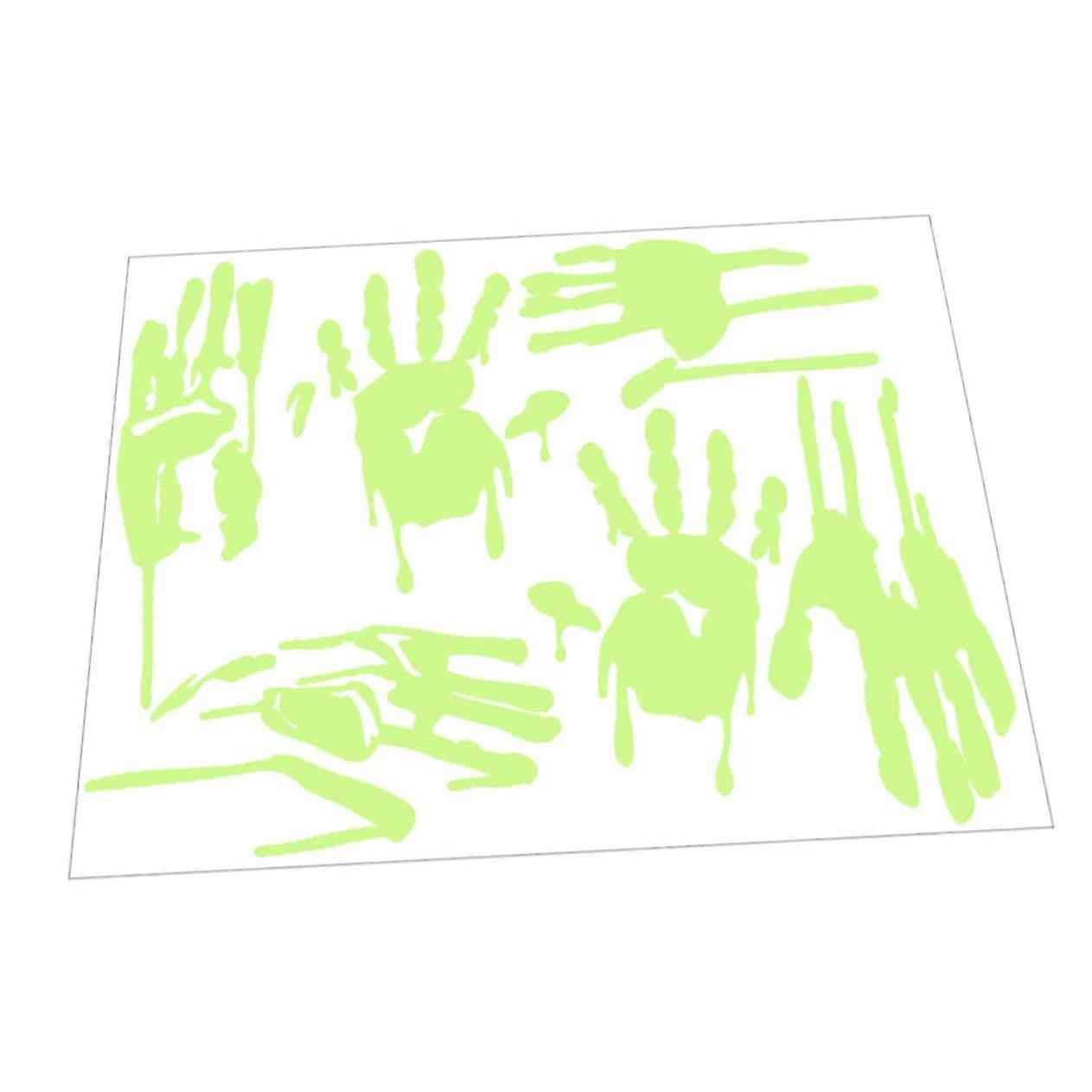 Glow Dark Halloween Window Sticker PVC Bloody Handprint Decal Horror Party Decoration Removable Non Residue Self Adhesive for Scary Window Display