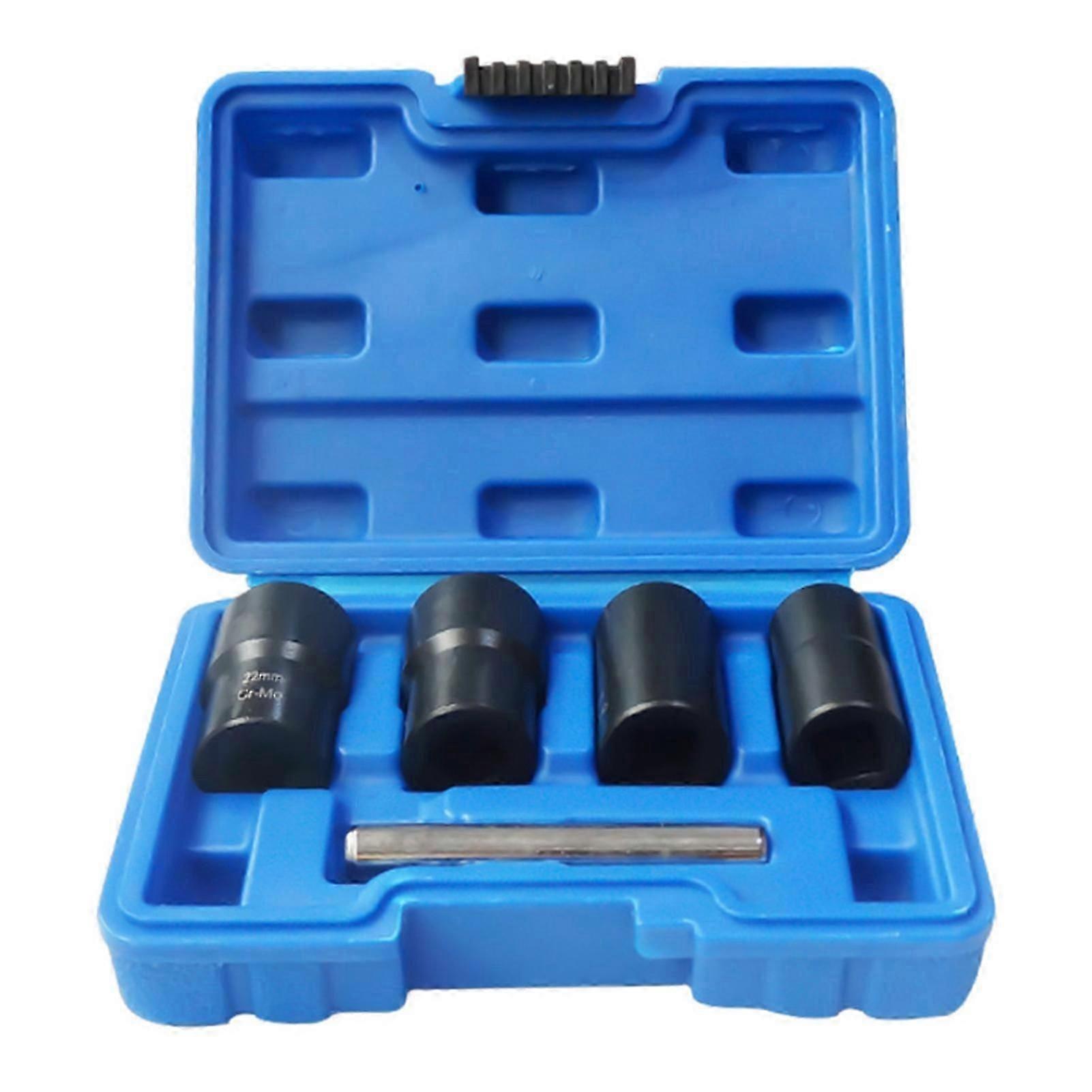 5Pcs/Set Twist Socket Kit: 4 Damaged Worn Lug Nut & Lock Remover 17/19/21/22mm