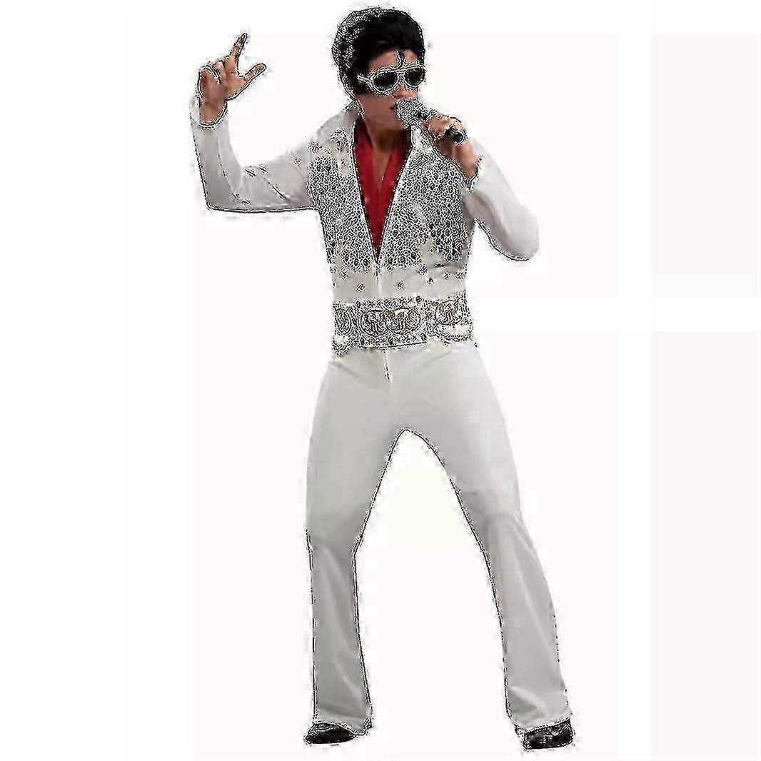2024 Elvis Presley White Jumpsuit Costume for Halloween Party