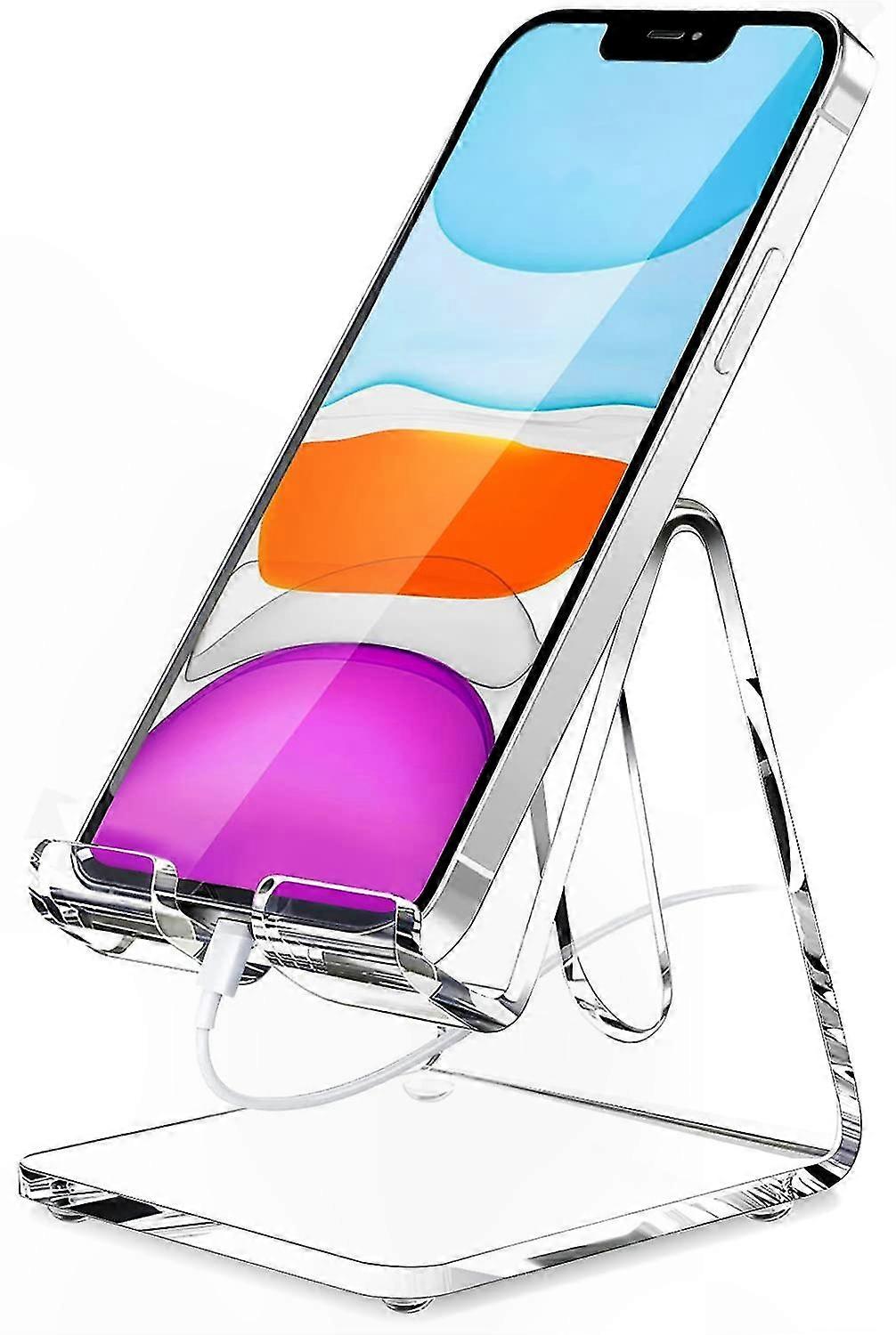 Transparent Acrylic Desk Phone Stand - Portable Holder Solution for Mobile Devices