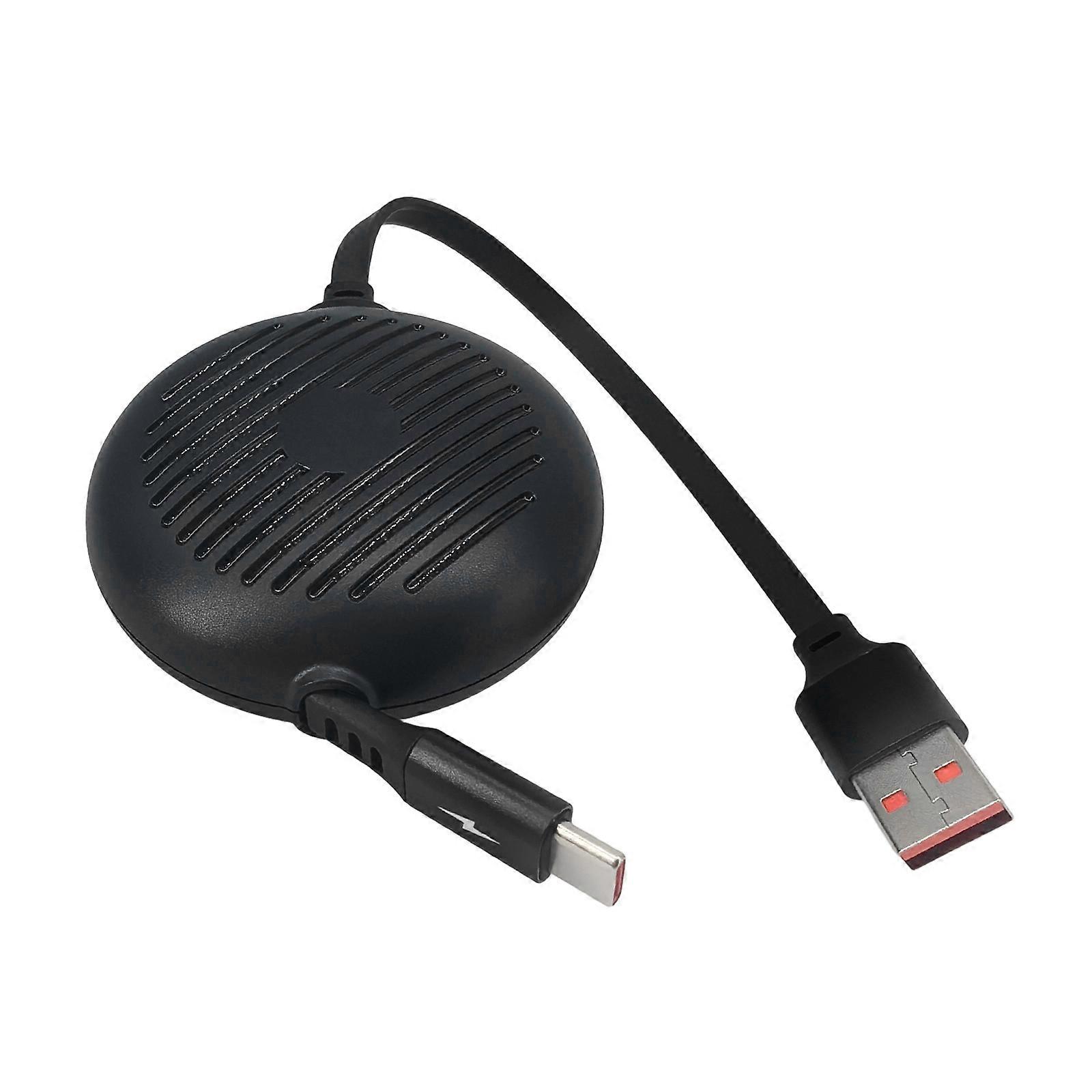 Auto Rewind USB C Charging Cable 60W Power Delivery With 480Mbps Data Transfer Speed For Mobile Devices Gaming Consoles  Black