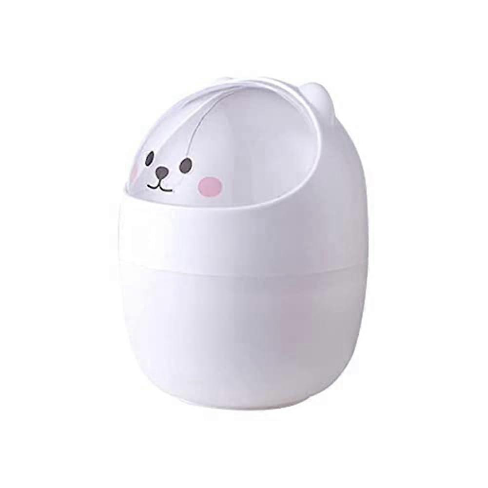 Cartoon Desktop Trash Can Organizer White Mini Table Desk Storage Box 1 Pack Cute SpaceSaving Trash Bin