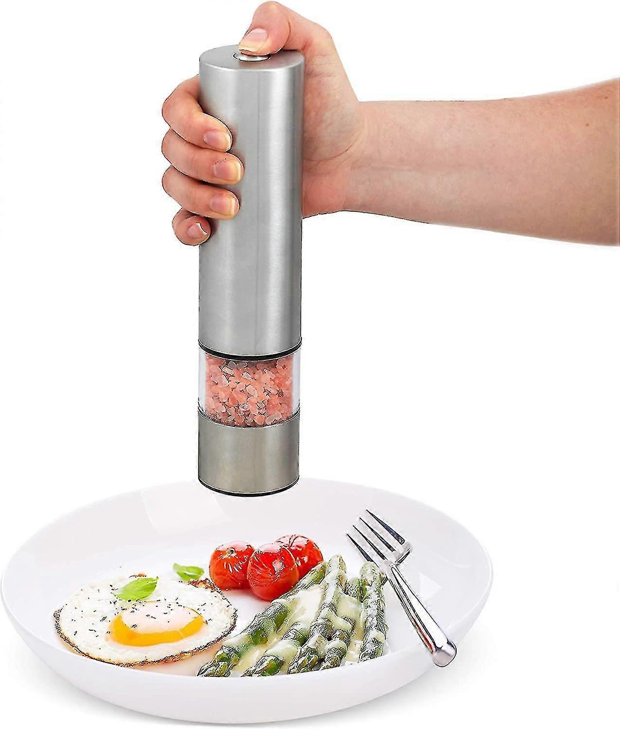 Electric Salt And Pepper Mill Set, Stainless Steel Adjustable