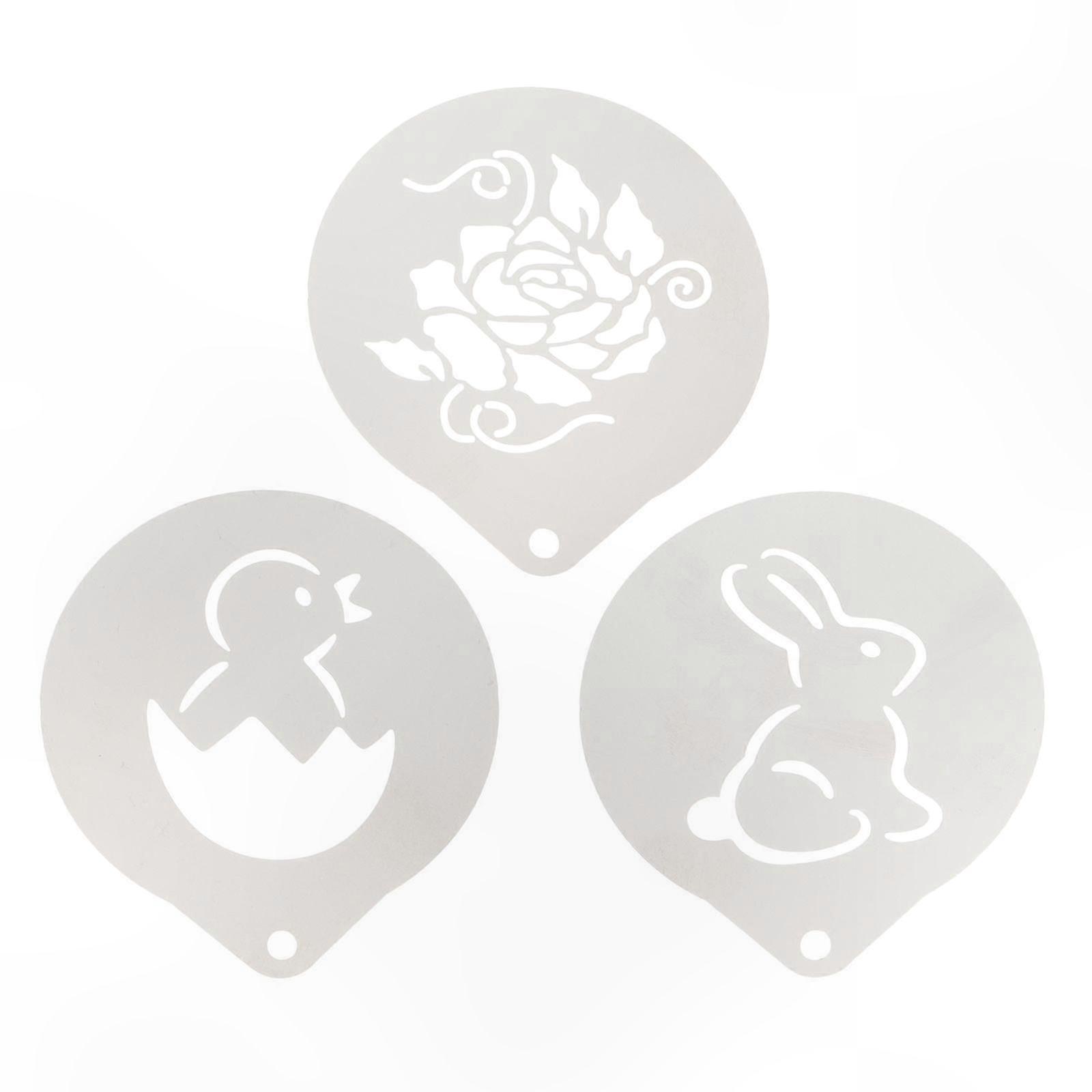 3pc Coffee Art Stencil Set with Rabbit Design