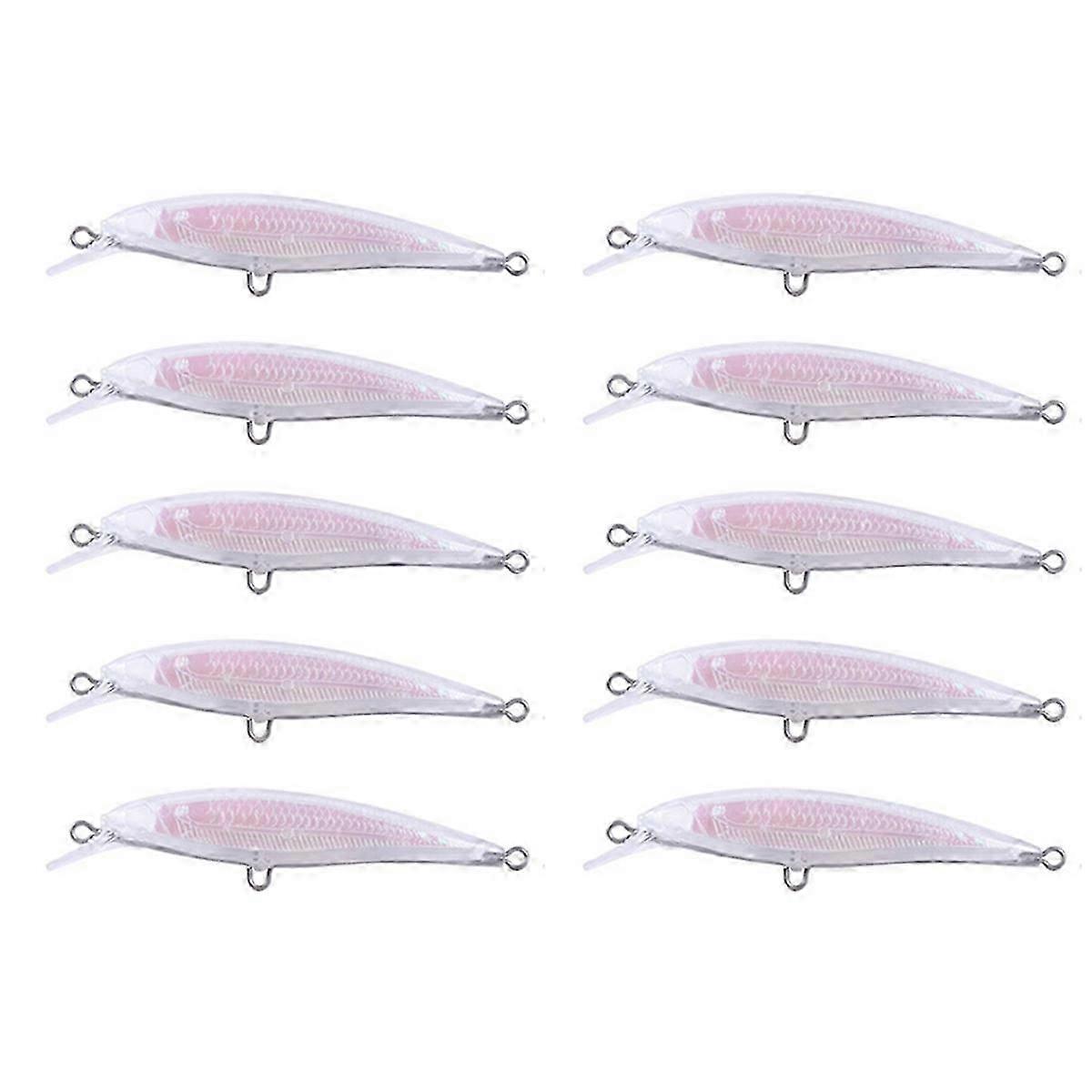 10PCS DIY Unpainted Blank Bait Minnows 8.5cm Holographic Rattle Wire Through Body for Custom Fishin