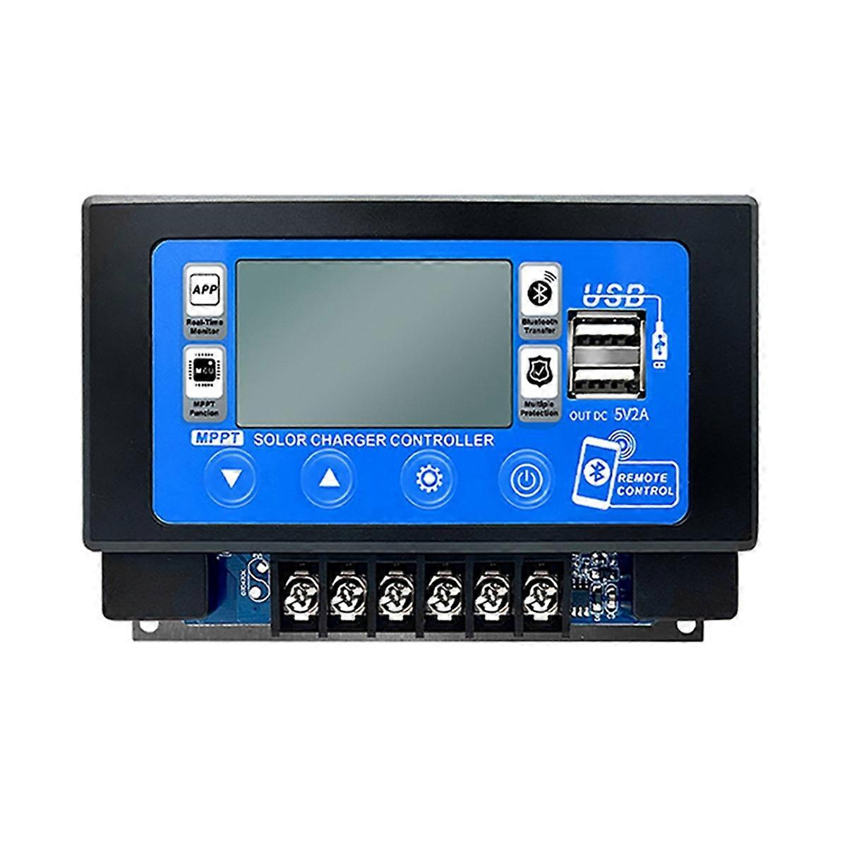 Controlador de carga solar Bluetooth 60A Controlador MPPT con pantalla LCD Soporte USB dual Batería de 12 V / 24 V 60 A