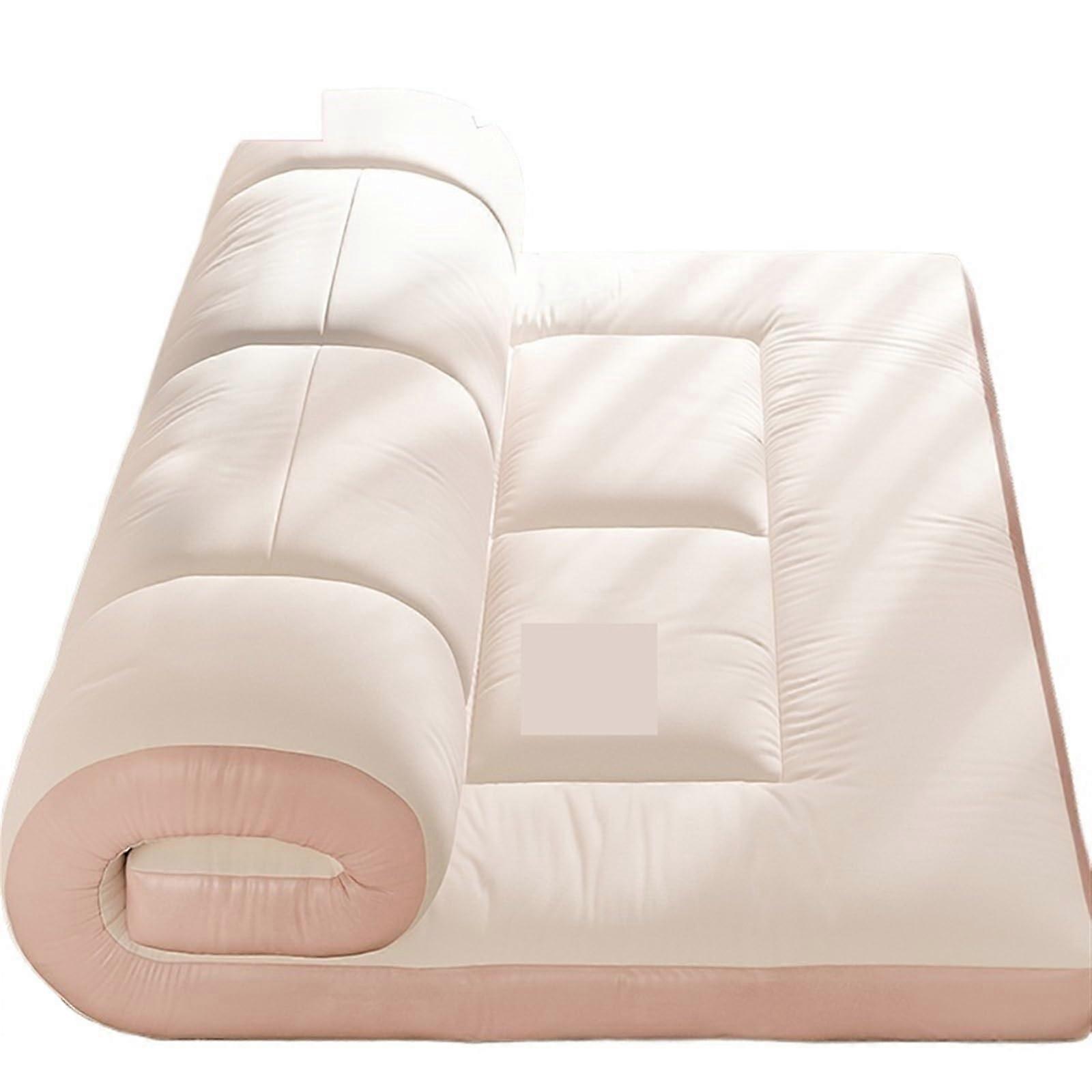 Soft Soy Fiber Floor Mattress 180x200cm Light Pink Upholstered Futon For Dormitory Sleepovers And Home Use