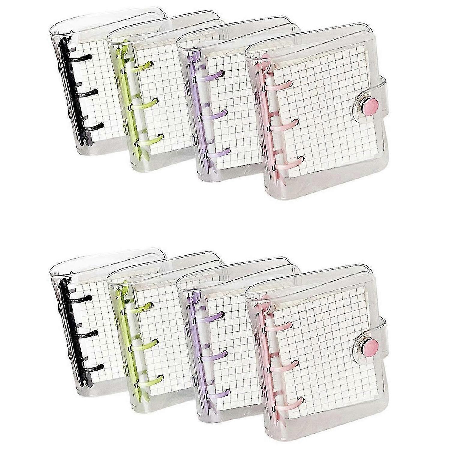 4 Pack Mini Transparent 3 Ring Binder Covers with Grid Inner Page