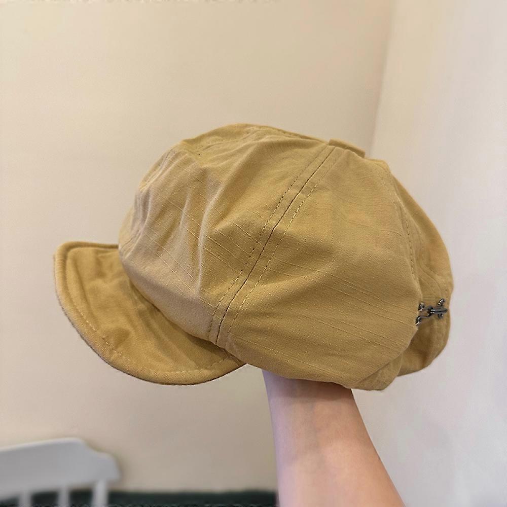 Ladies' retro octagonal style newsboy hat, a lightweight cap for spring and autumn, a fashionable street accessory (khaki)